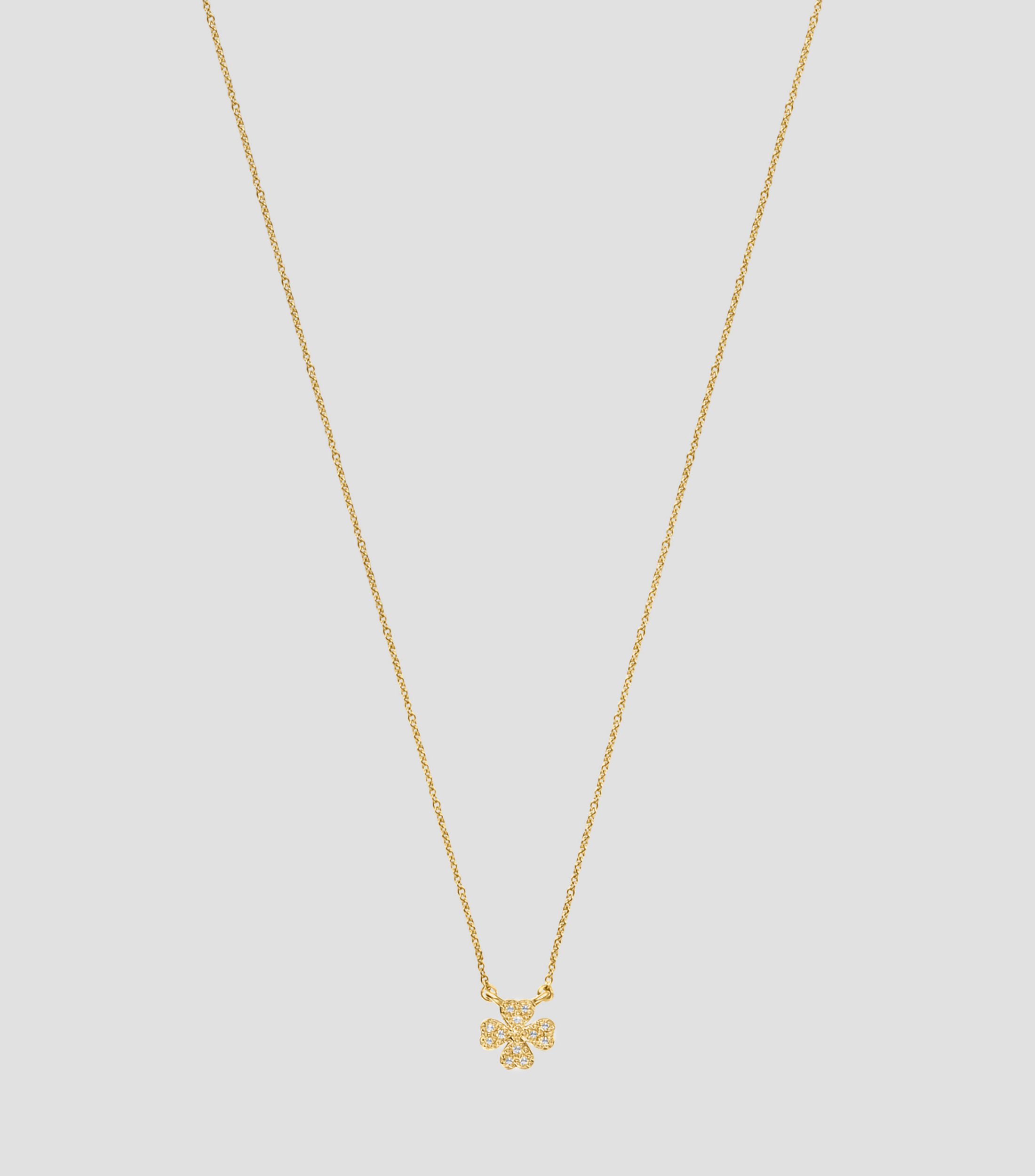 Collar en oro amarillo 18 kilates con trébol y diamantes Good Vibes Mujer