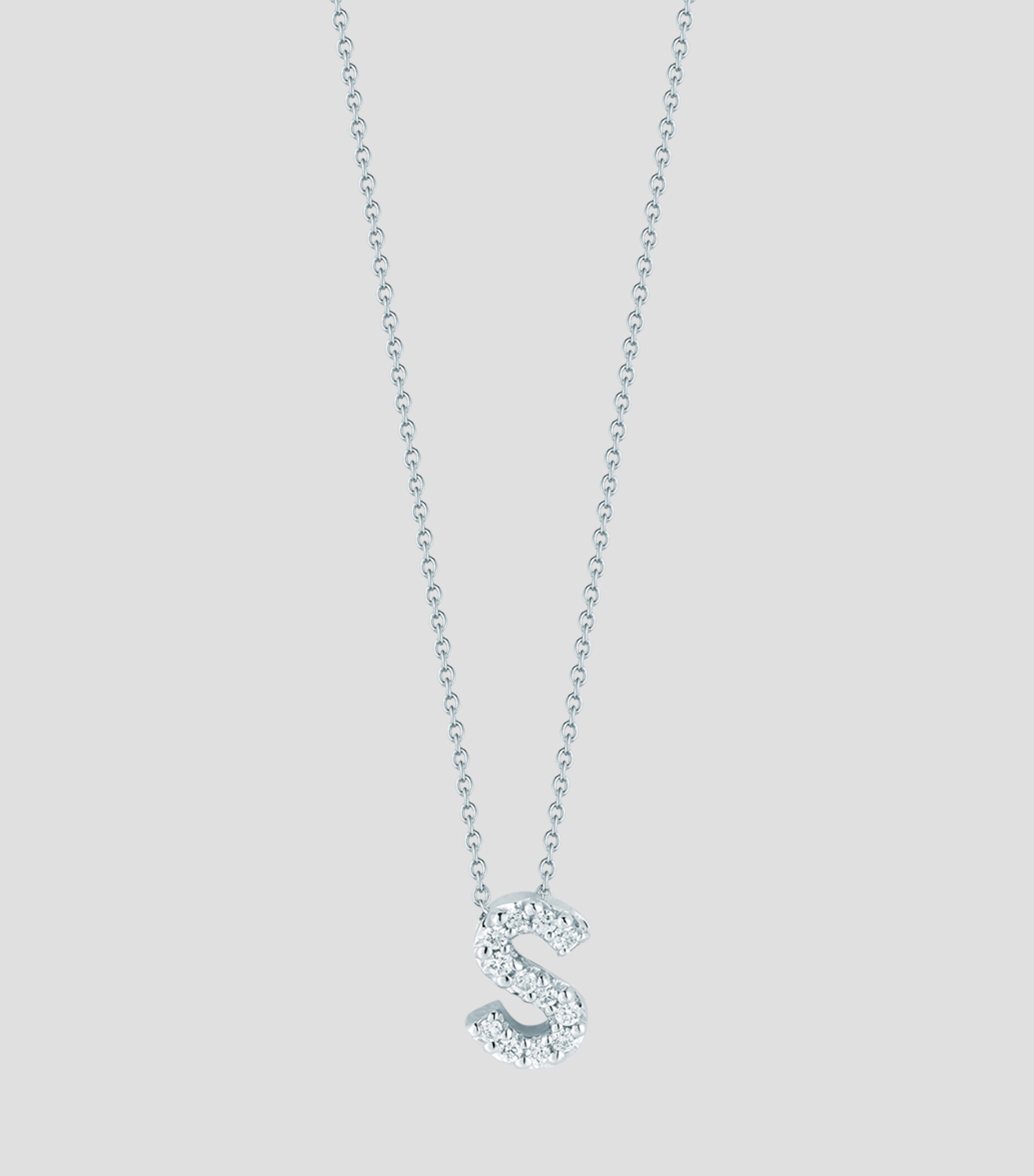 Collar "S" en oro blanco de 18 Kilates Love Letter Mujer