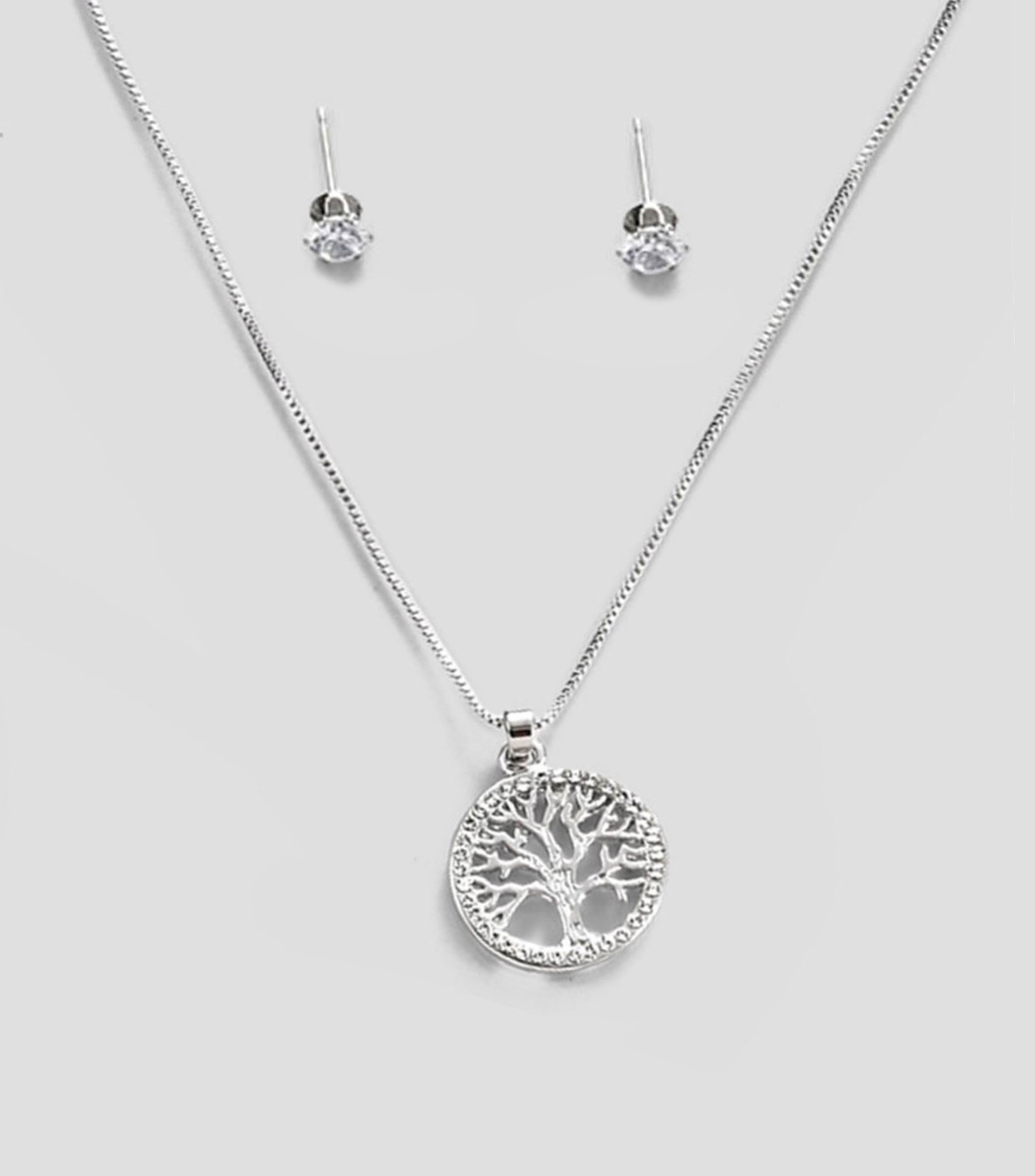Set de collar y aretes en forma de árbol de la vida Mujer