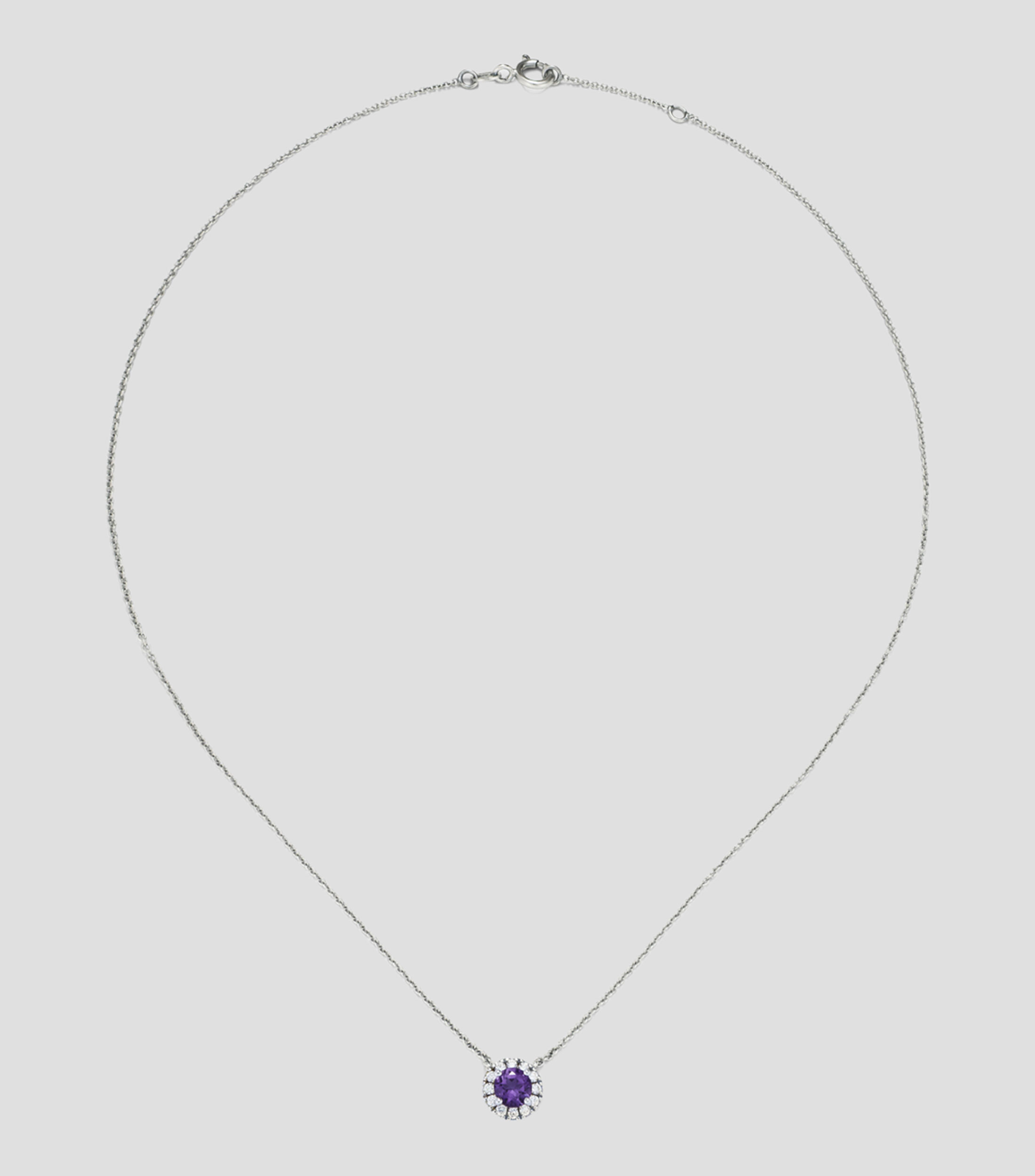 Collar en oro blanco de 18 kilates con amatista y diamantes Mujer