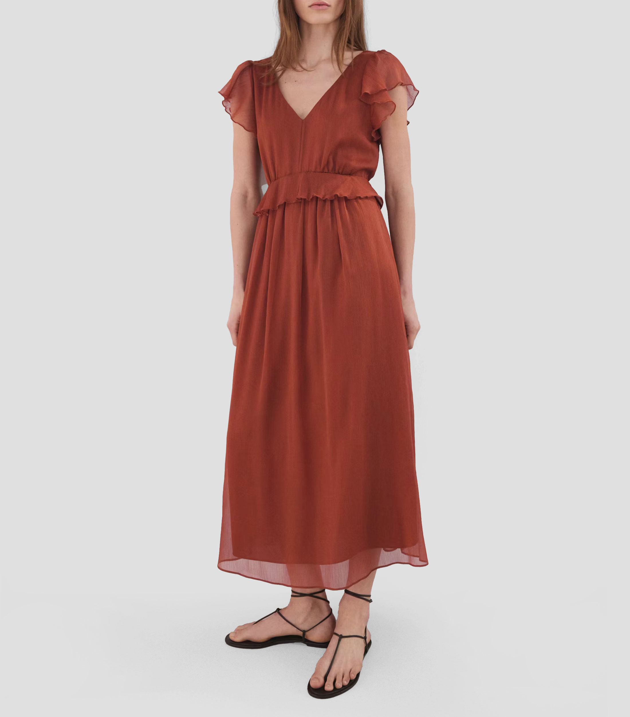 Vestido largo liso Mujer