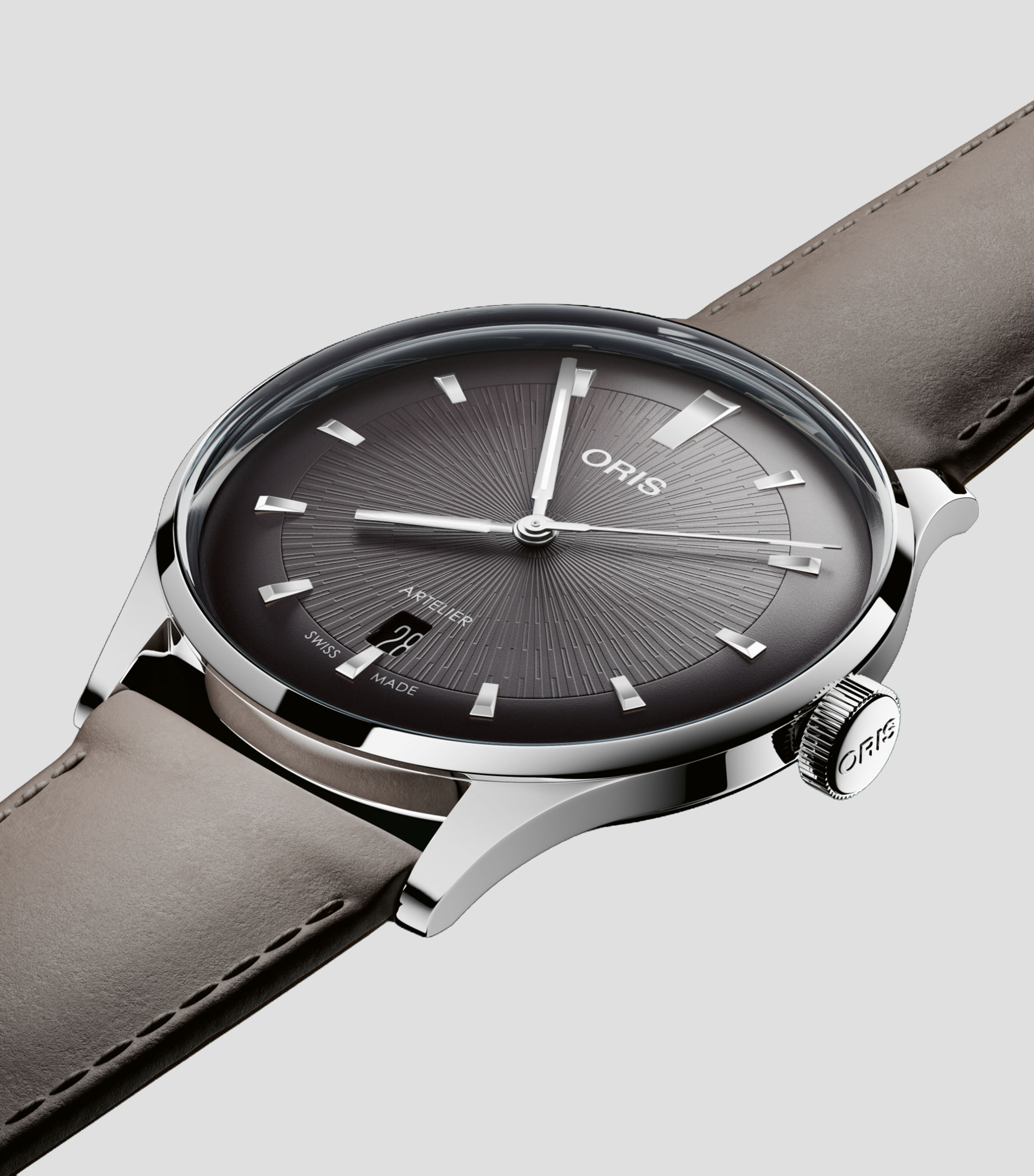 Reloj Unisex Artelier Date casual, plateado