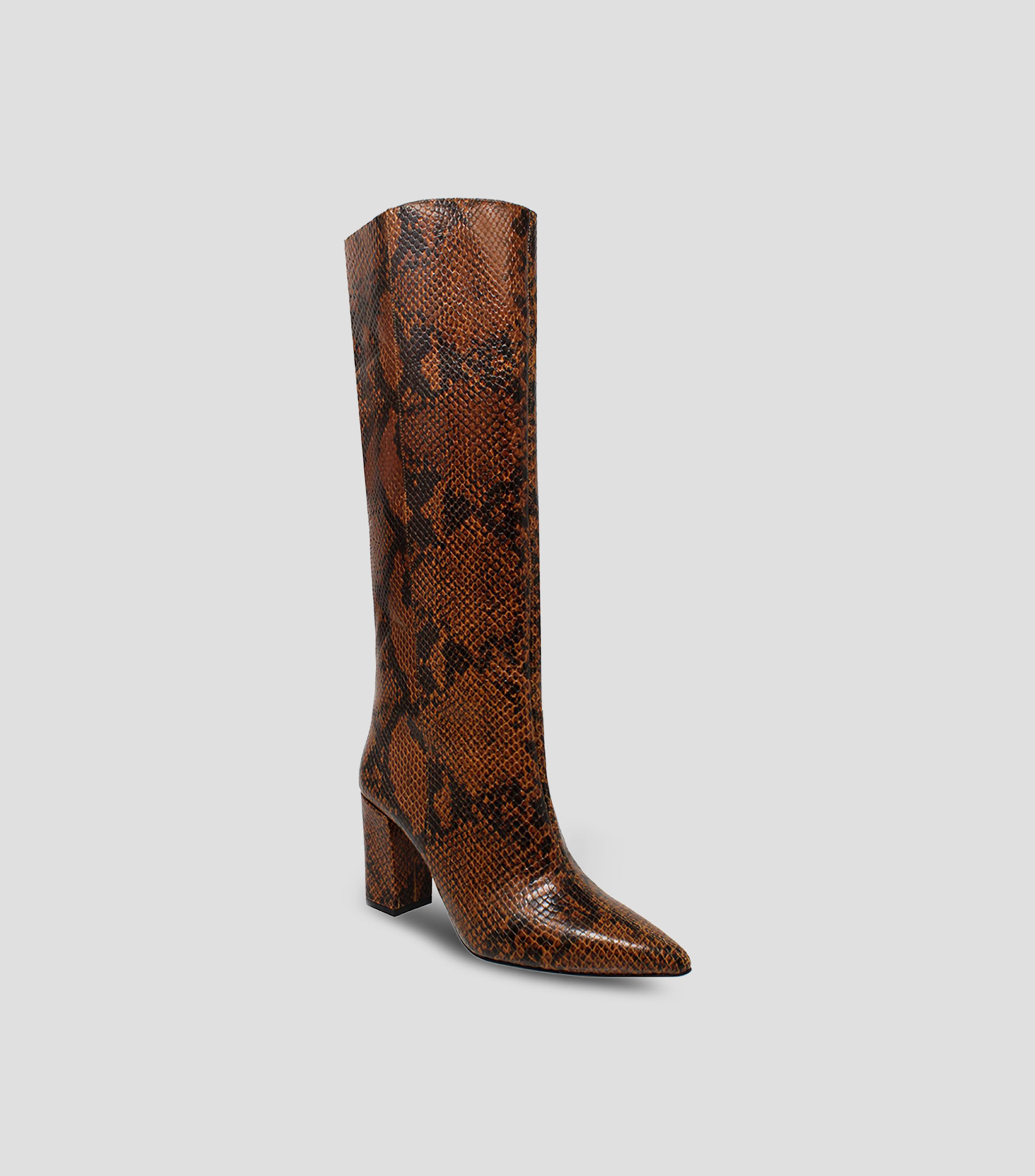 Botas casuales largas Brooklyn en piel con tacón medio cuadrado Mujer