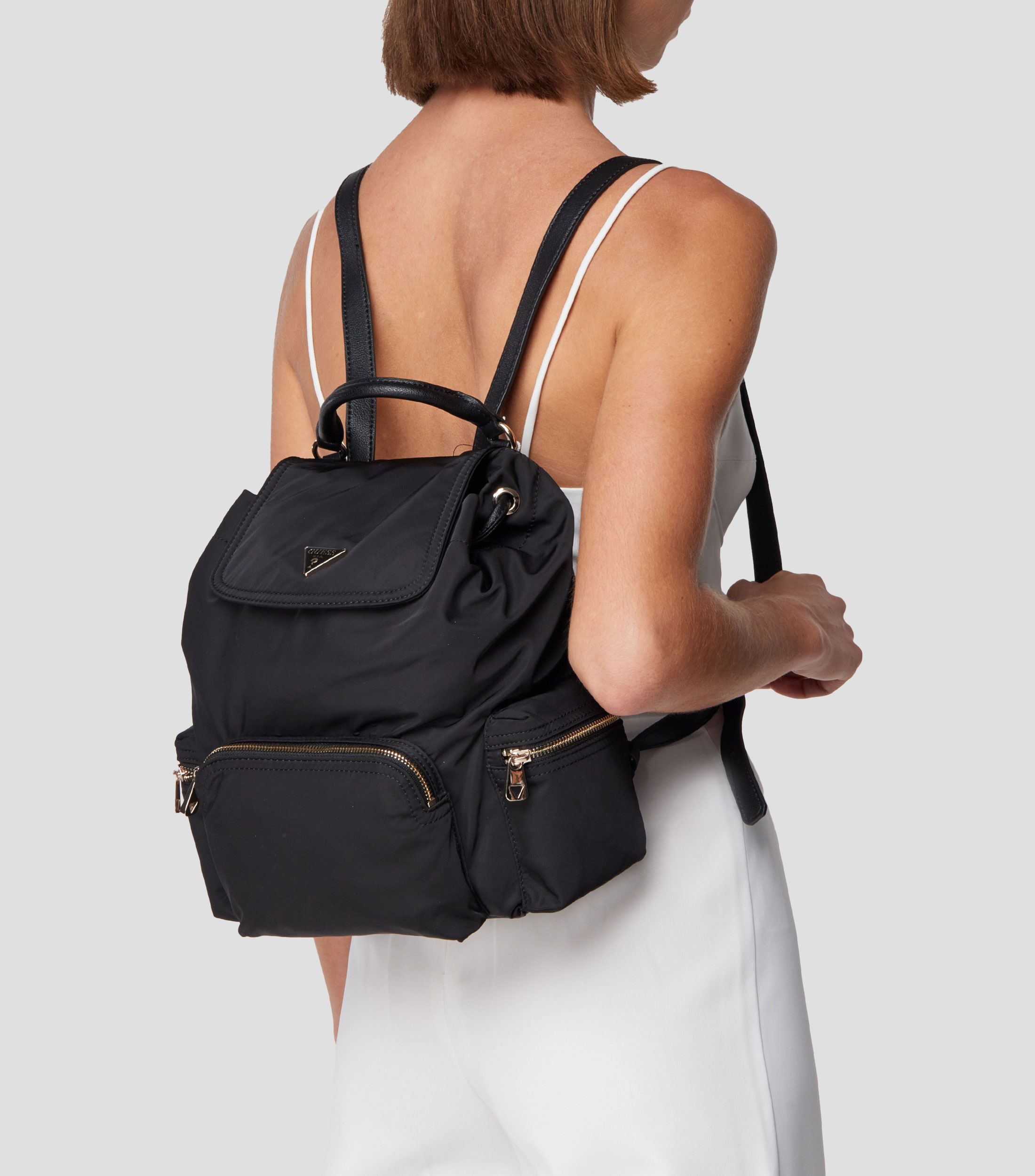 Bolso backpack negro liso Mujer