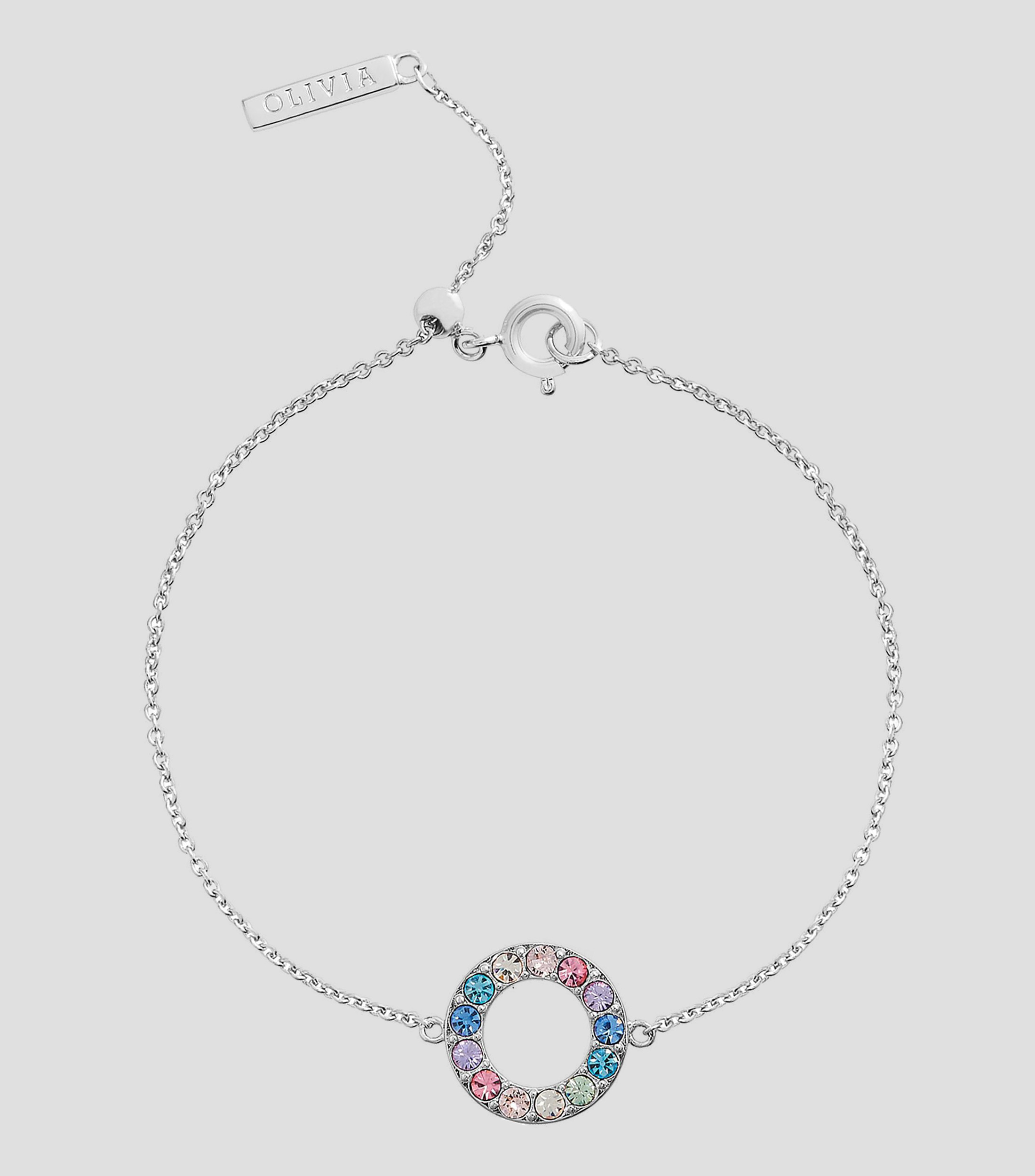 Pulsera con dije de círculo con cristales Rainbow Mujer