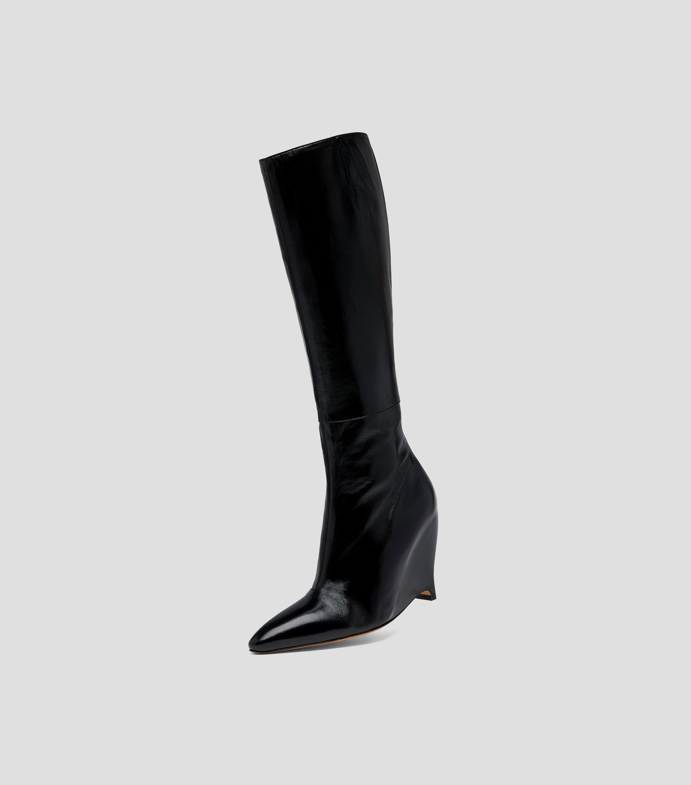 Botas altas Heel-less en piel con tacón alto y ancho Mujer
