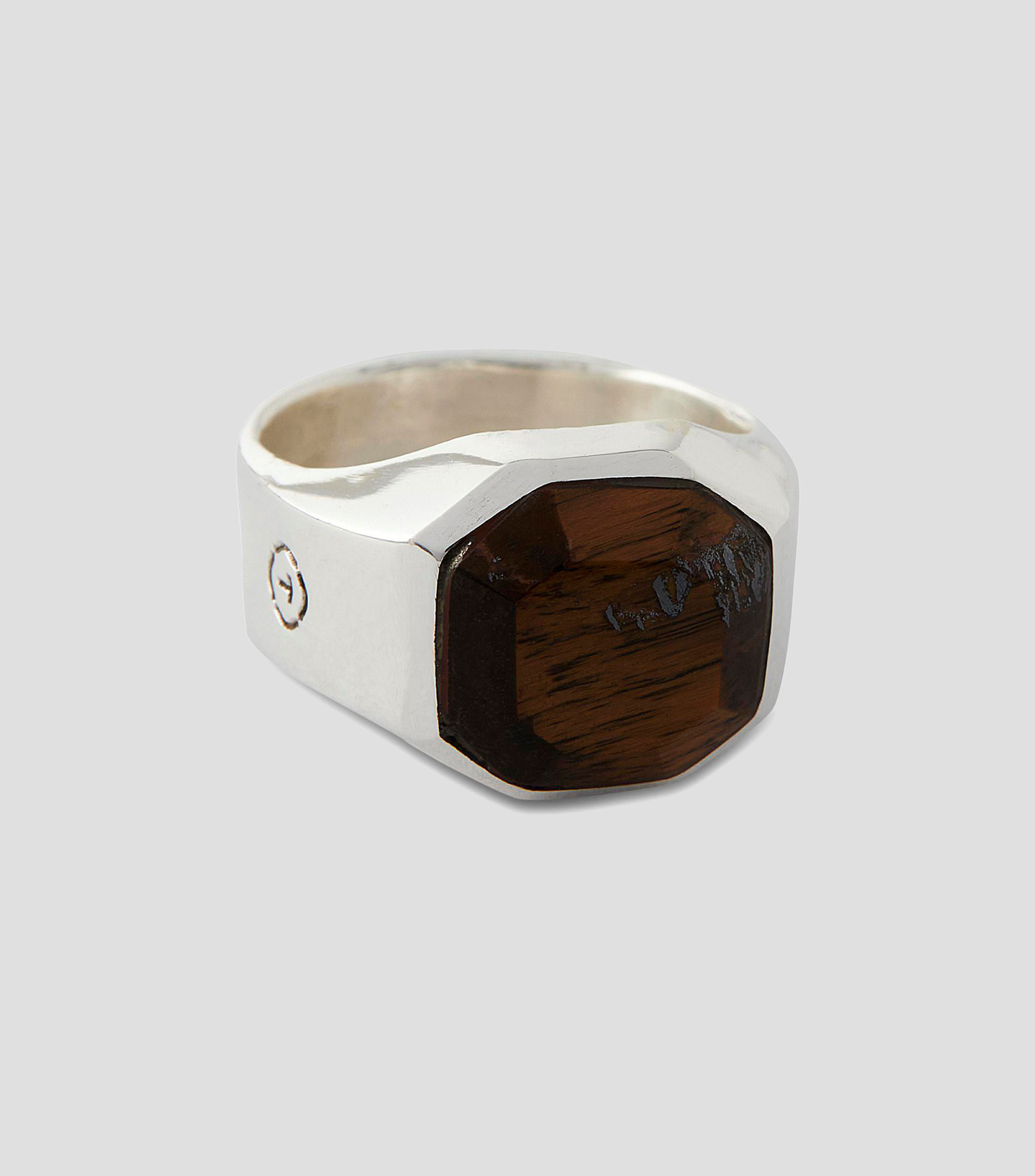 Anillo en plata .925 octagonal ojo de tigre Unisex