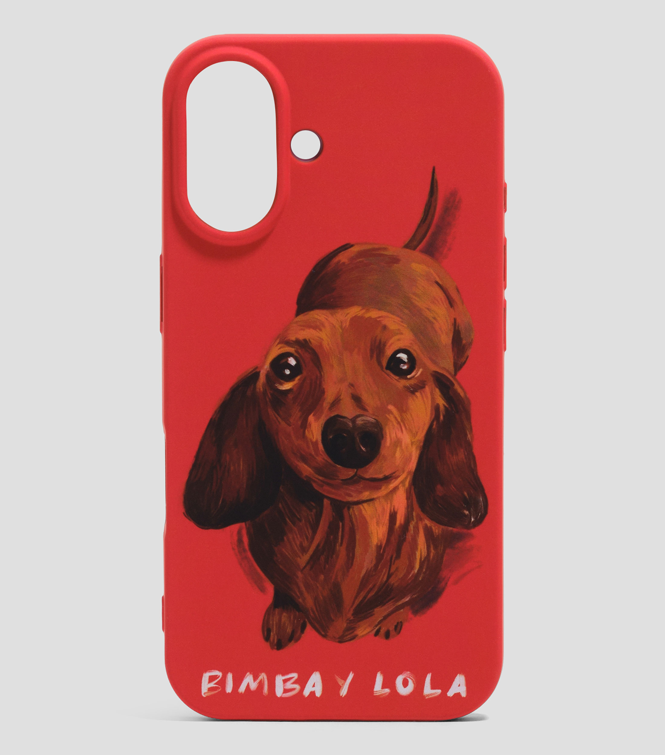 Funda rígida iPhone 16 teckel roja Mujer