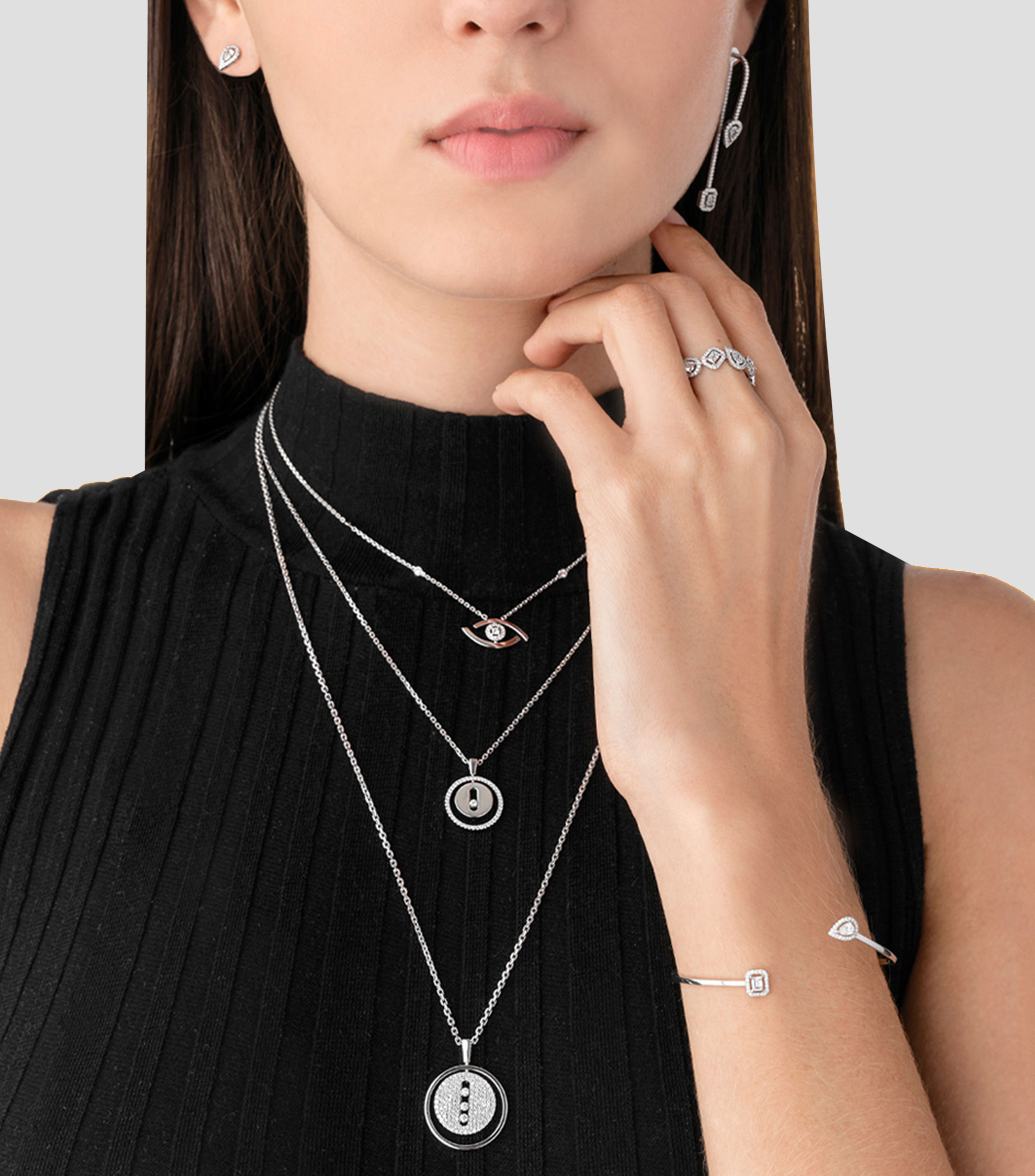 Collar Lucky Move en oro blanco Mujer