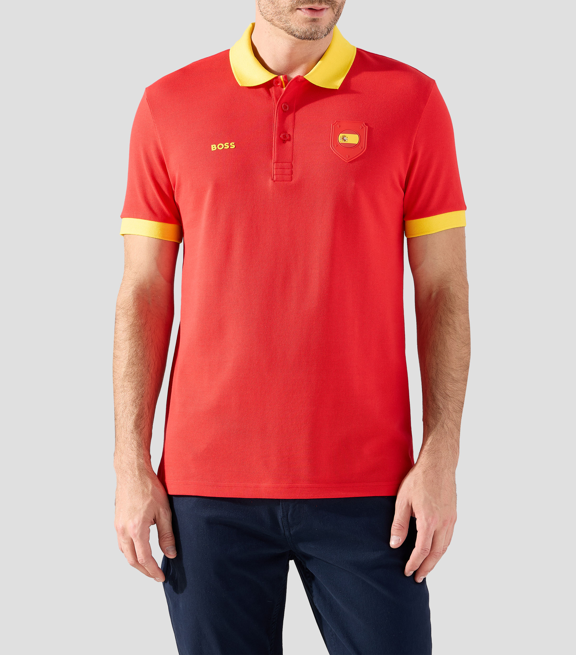 Playera polo manga corta España sólida Hombre
