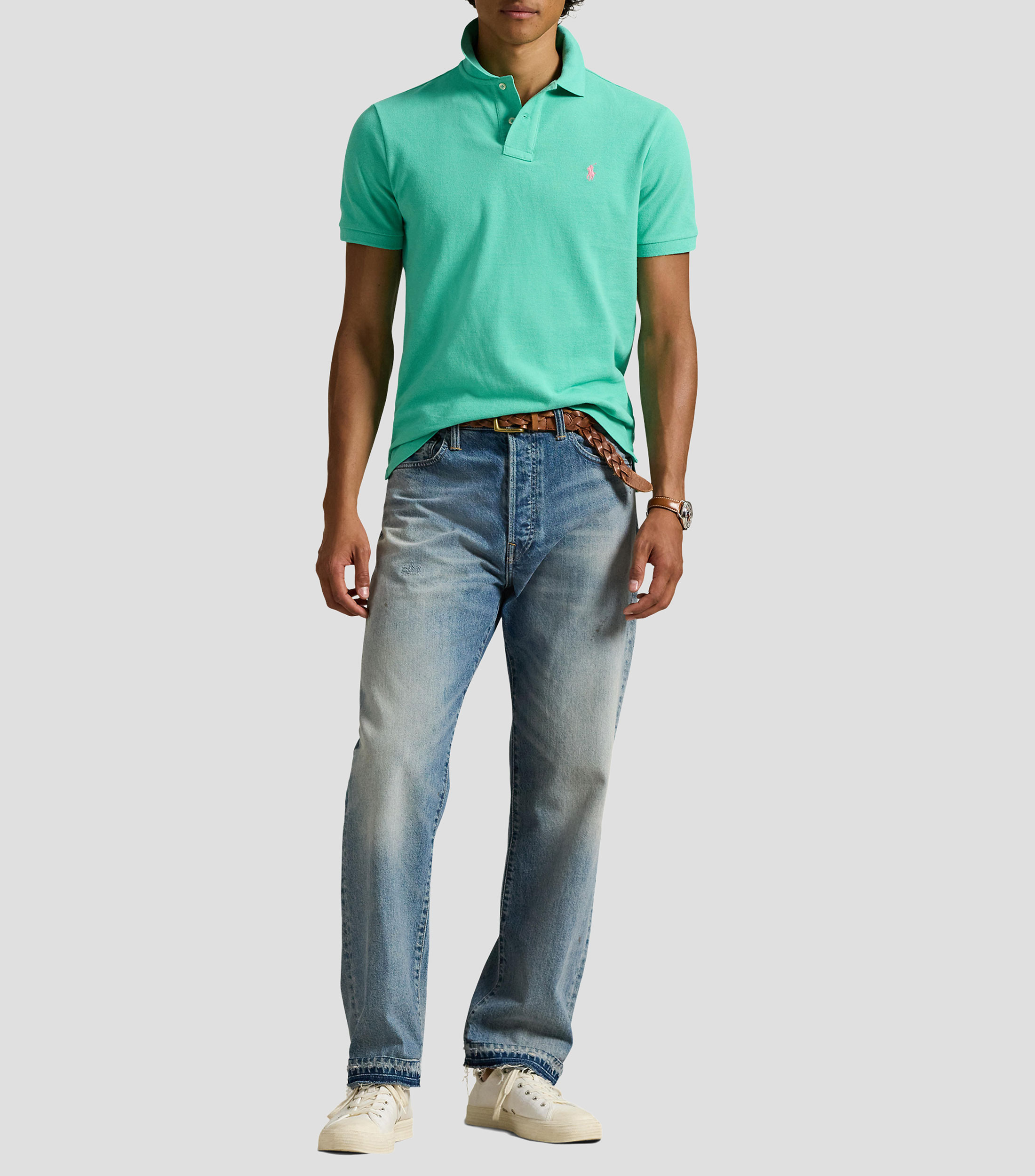 Playera tipo polo manga corta diseño sólido Hombre