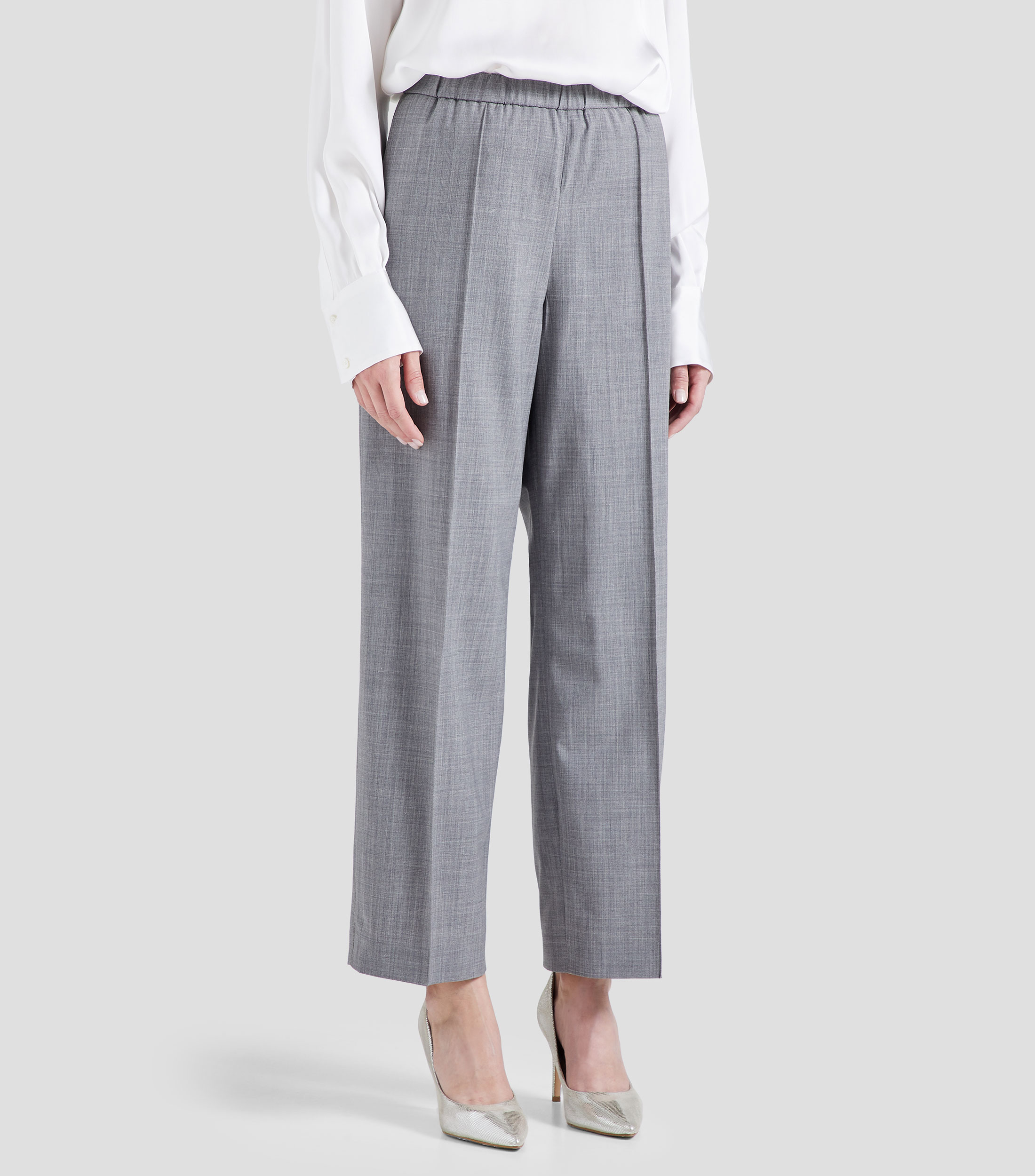 Pantalon Habillé Femme Fabiana Filippi - Taille 40 (tour De Taille 30") - Coton Et Soie Blanc/taupe - Très Bon état