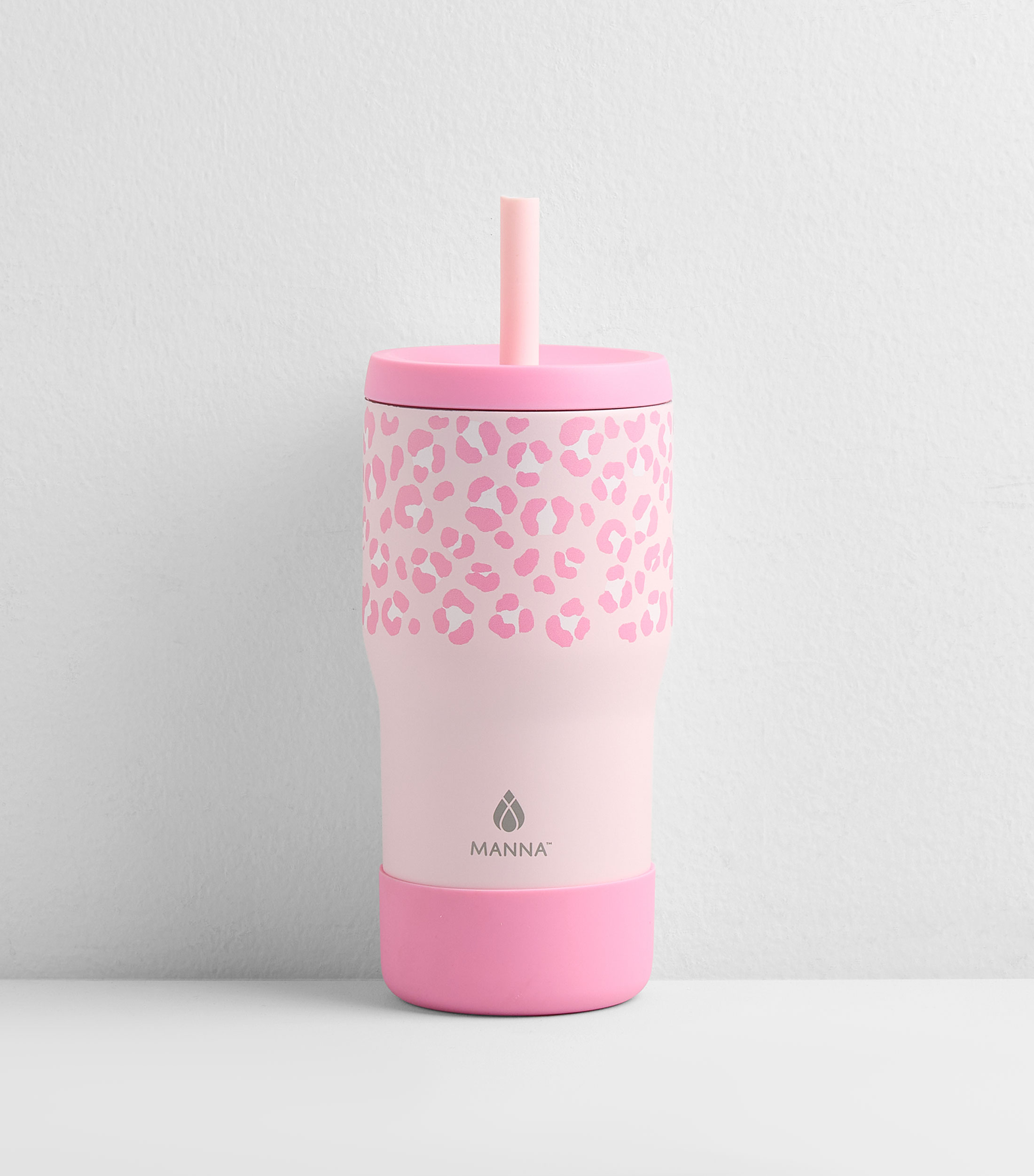 Termo rosa en acero inoxidable con popote, 591 ml