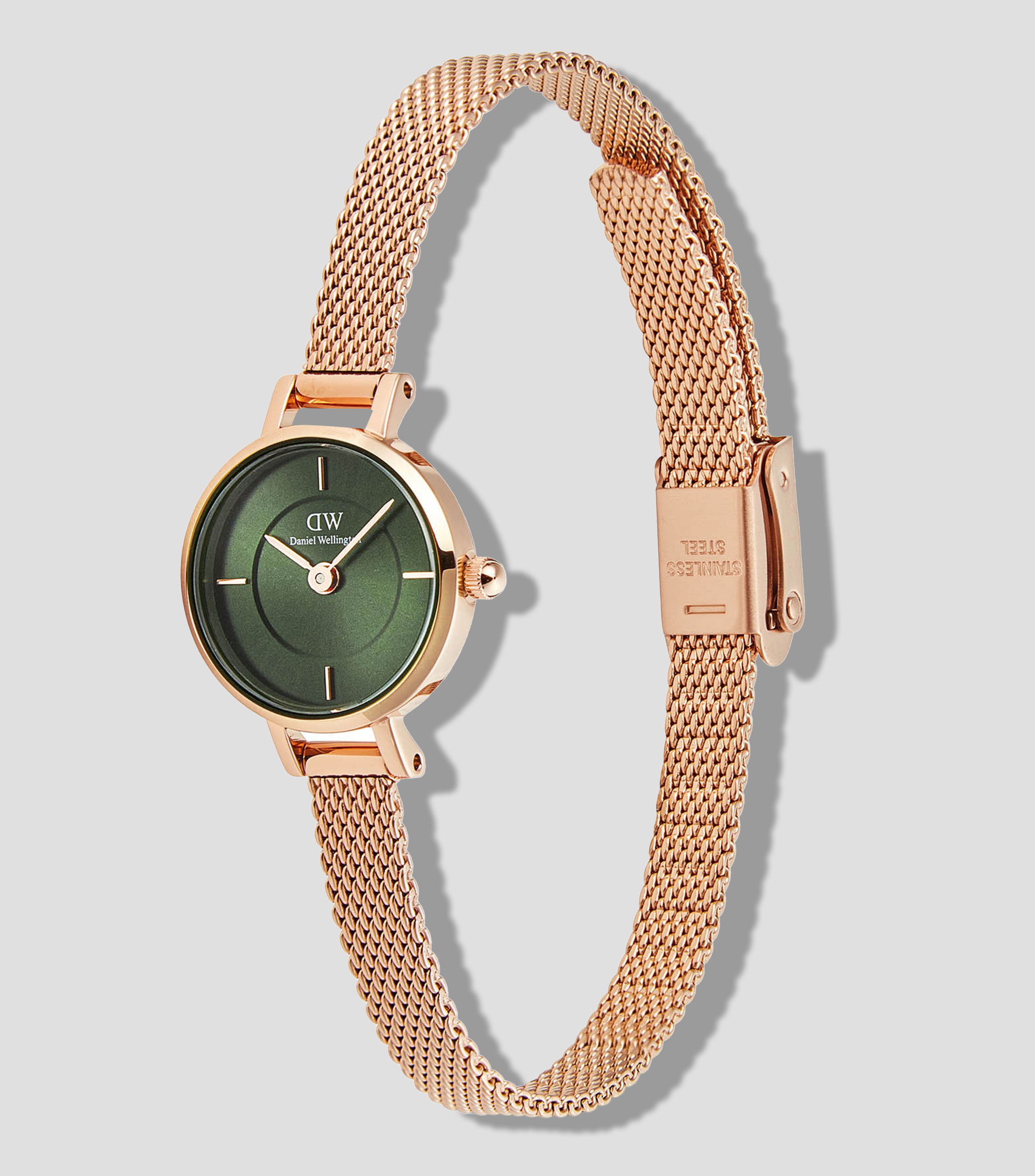 Reloj para Mujer Petite Casual Verde, Oro rosa