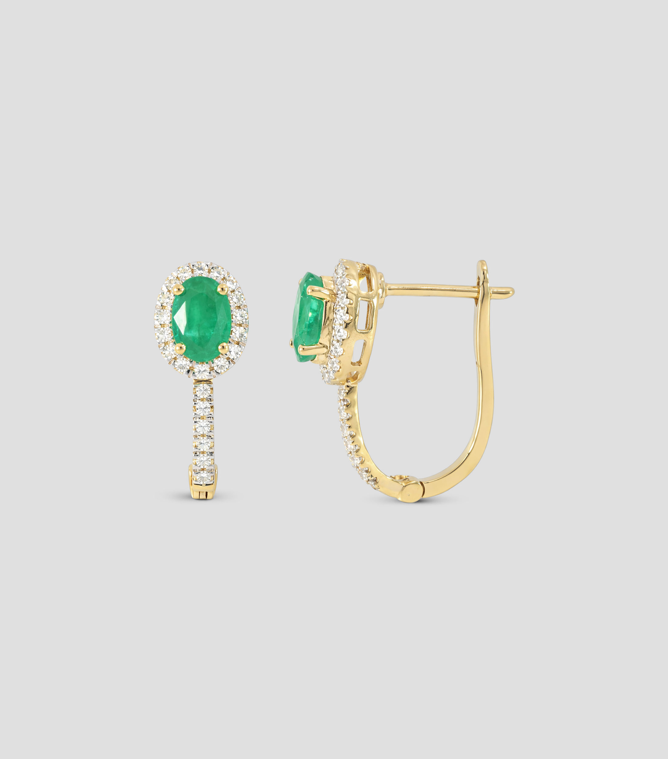 Aretes en Oro de 14 Kilates con brillante y esmeralda Mujer