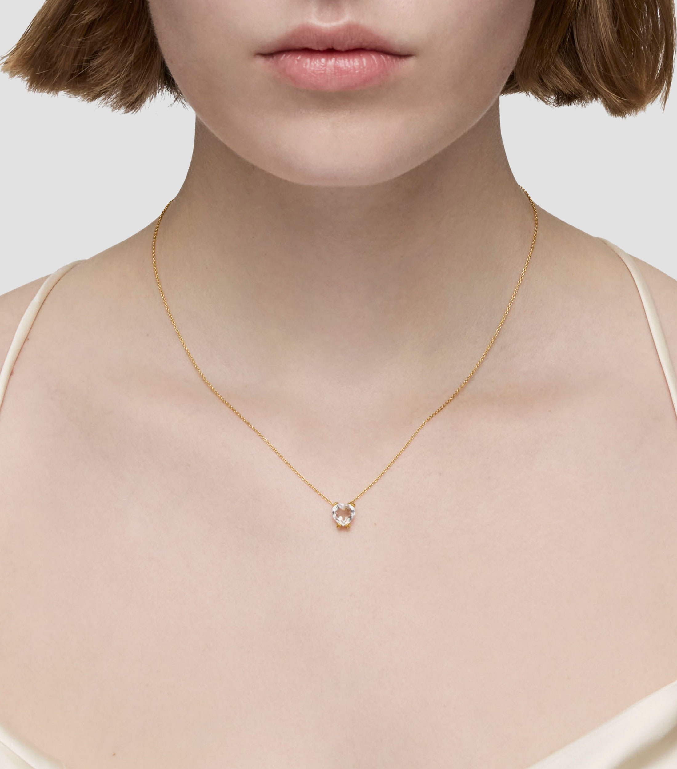 Collar corto en Oro 18 Kts con cuarzo cristal de roca Mujer