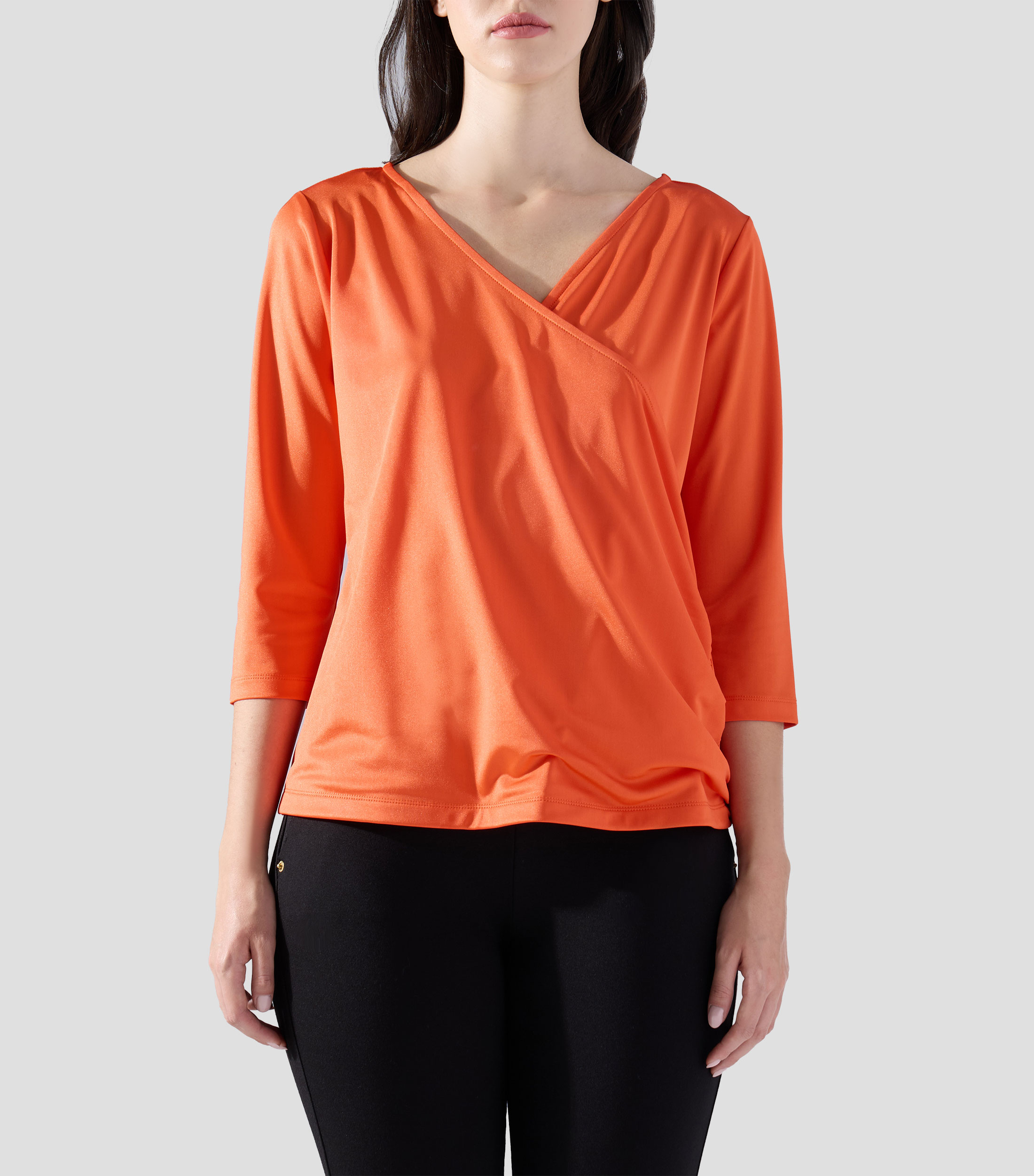 Blusa lisa con manga larga Mujer