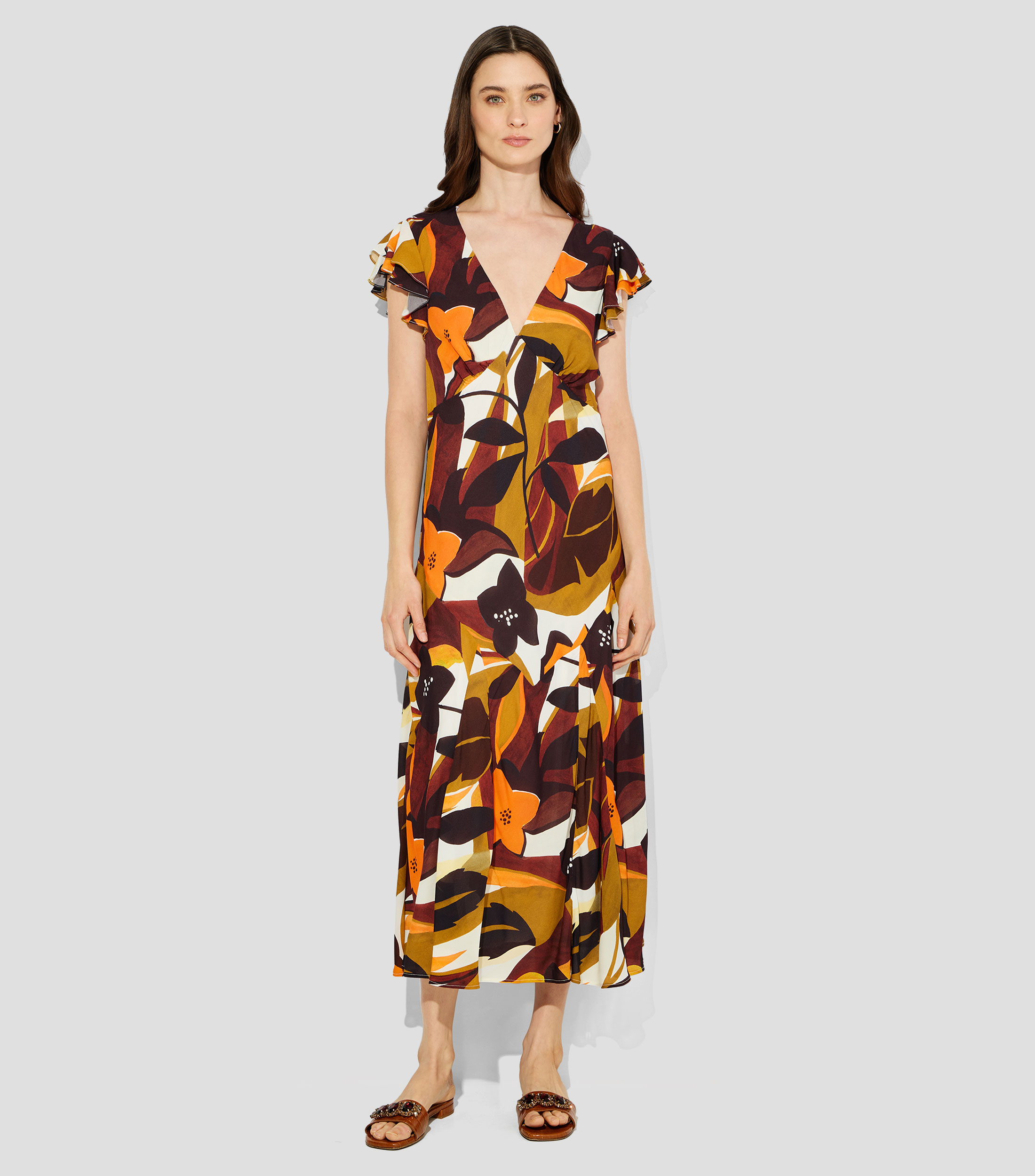 Vestido largo estampado Mujer