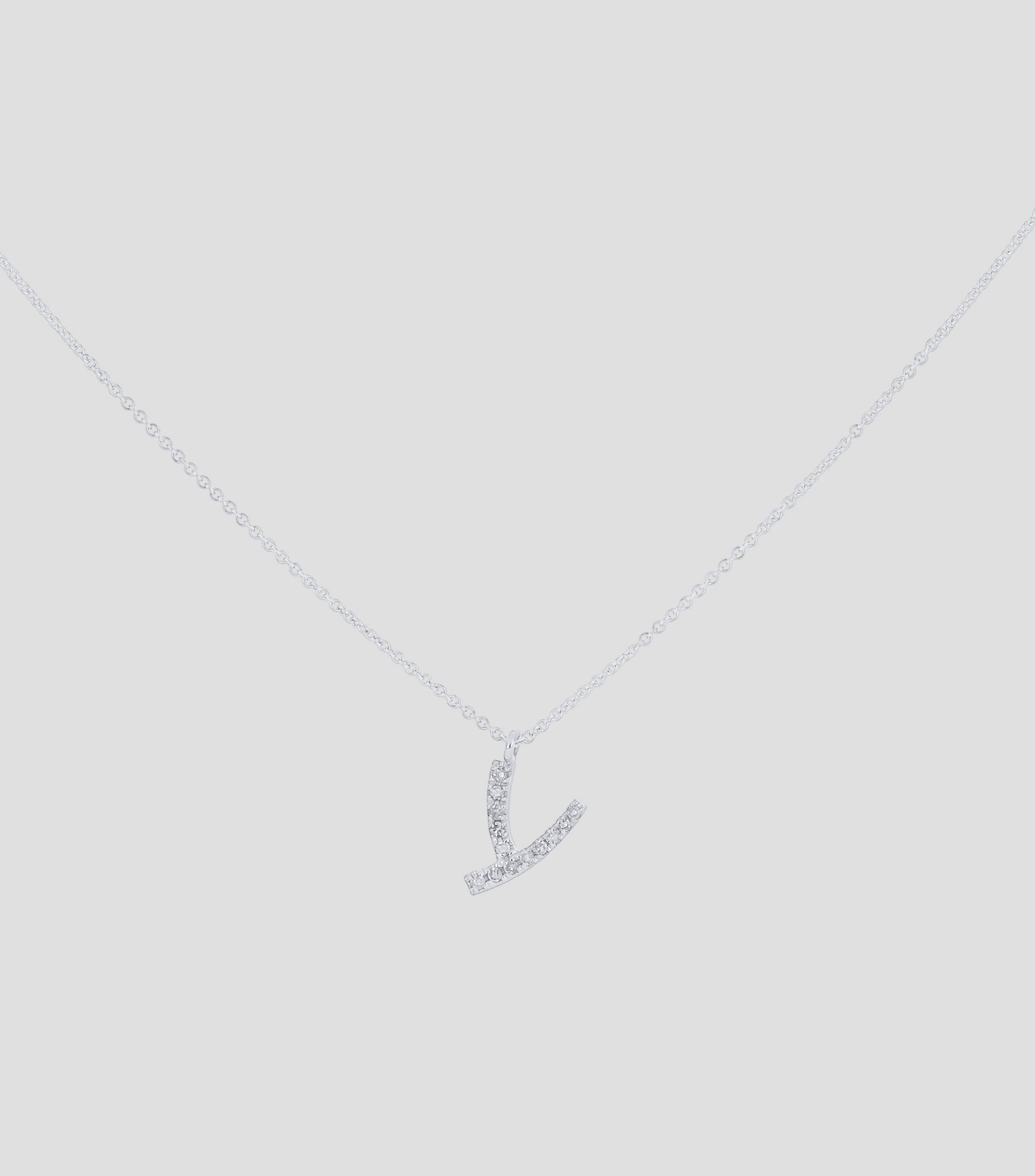 Collar en oro blanco de 14 Kts con diamantes Letra "Y" Mujer