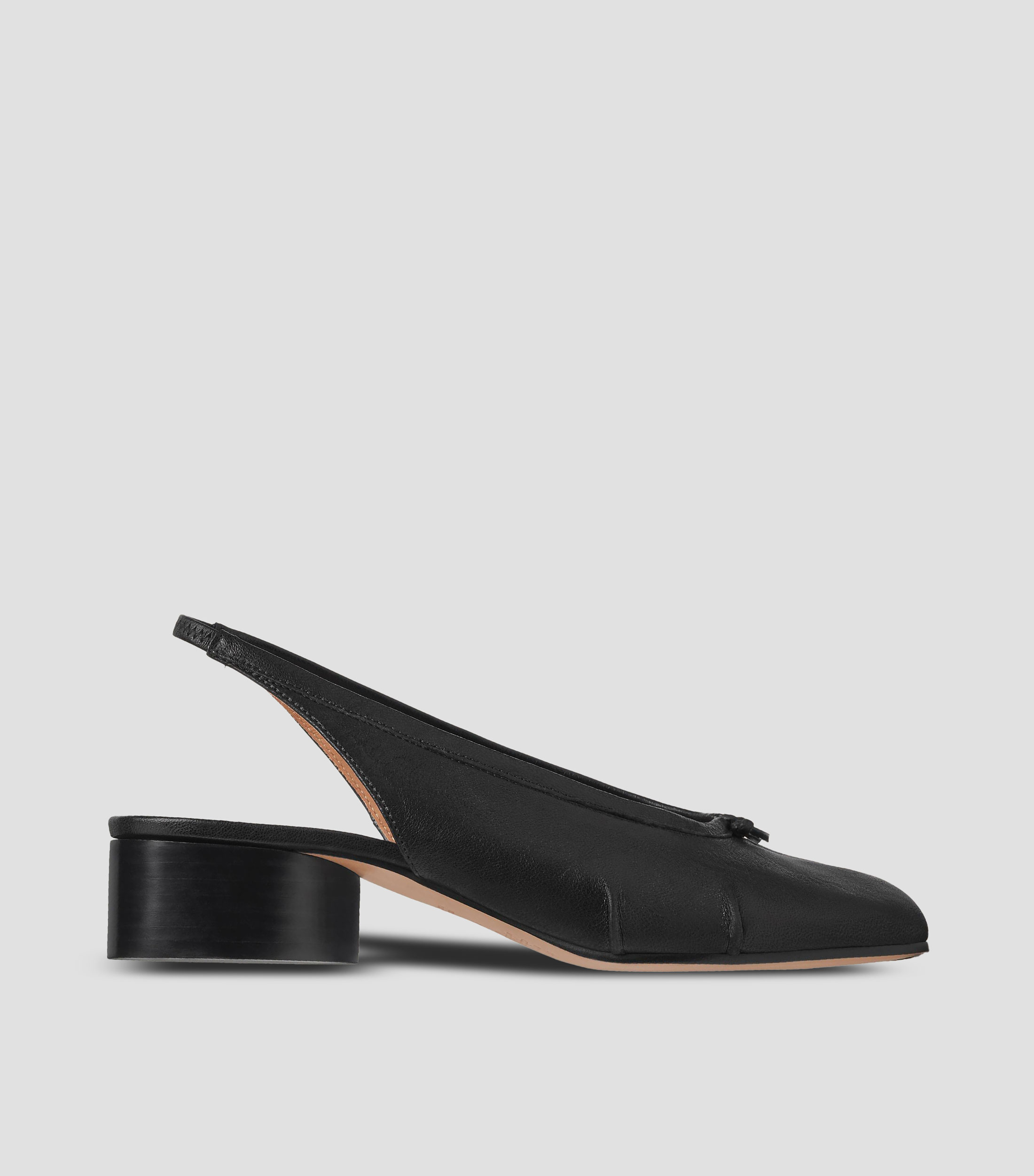 Flats Tabi en Piel con Tacón Ancho de 3 cm Mujer