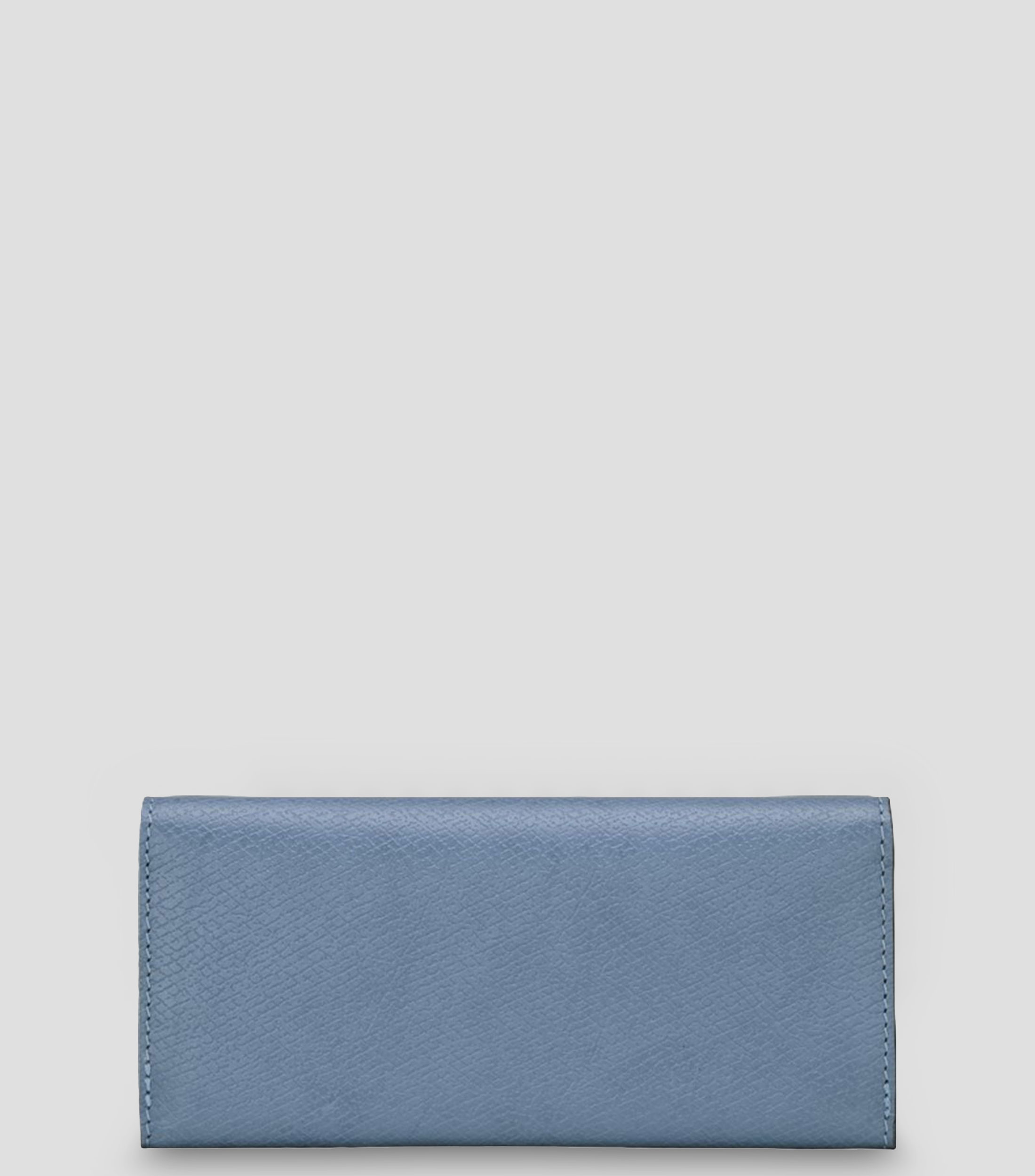 Cartera azul en piel lisa Mujer