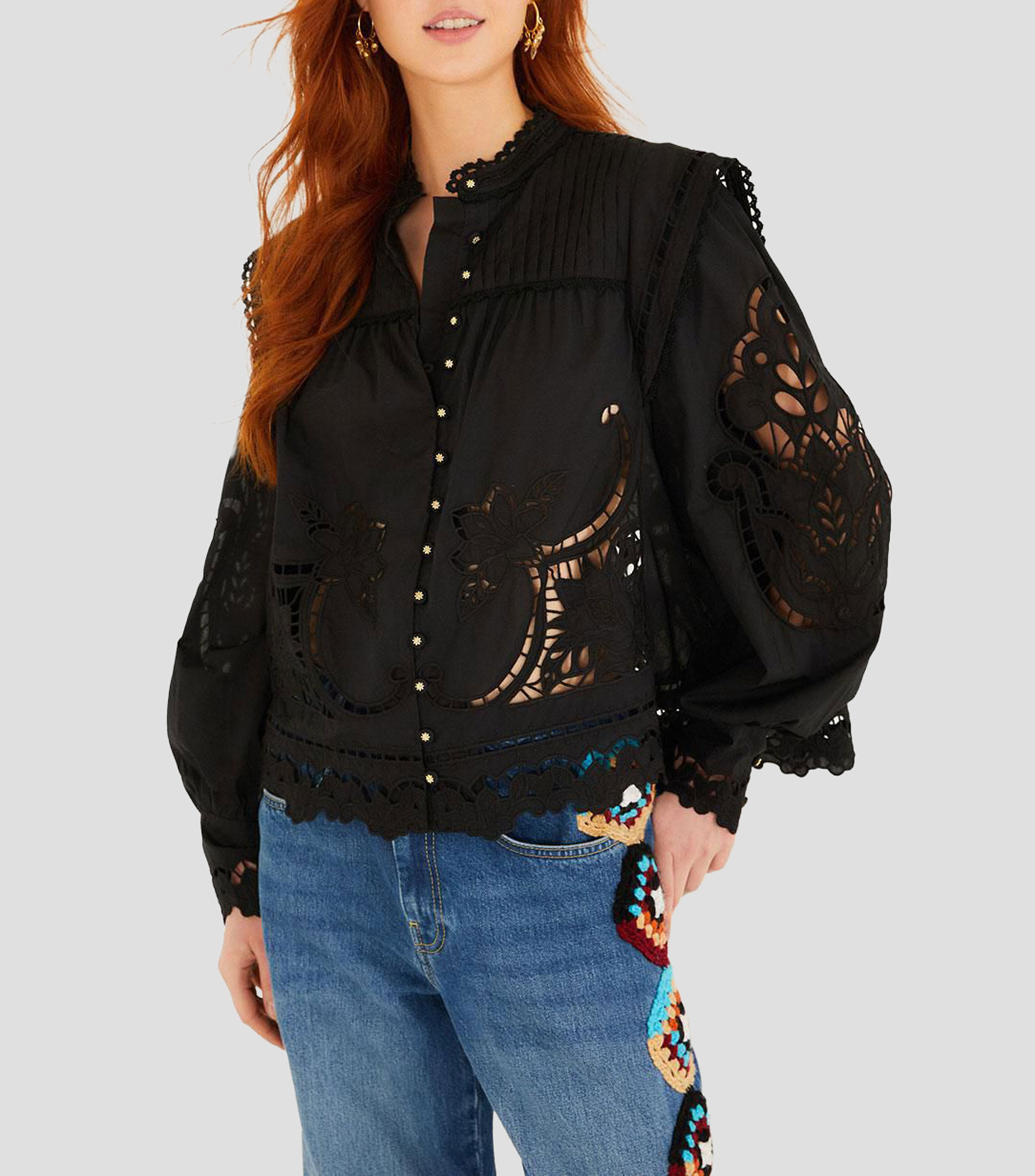 Blusa lisa con manga larga Mujer
