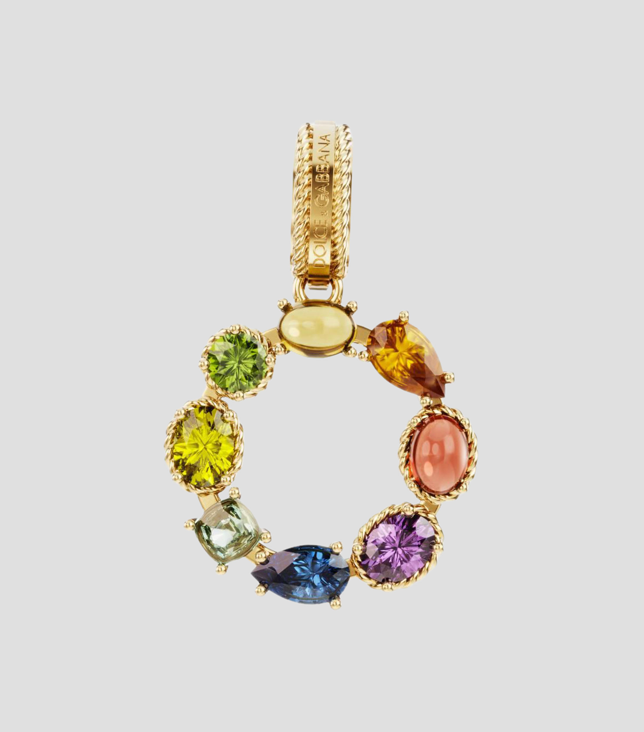 Charm Mini Letra O en Oro de 18 Kilates con gemas naturales Mujer