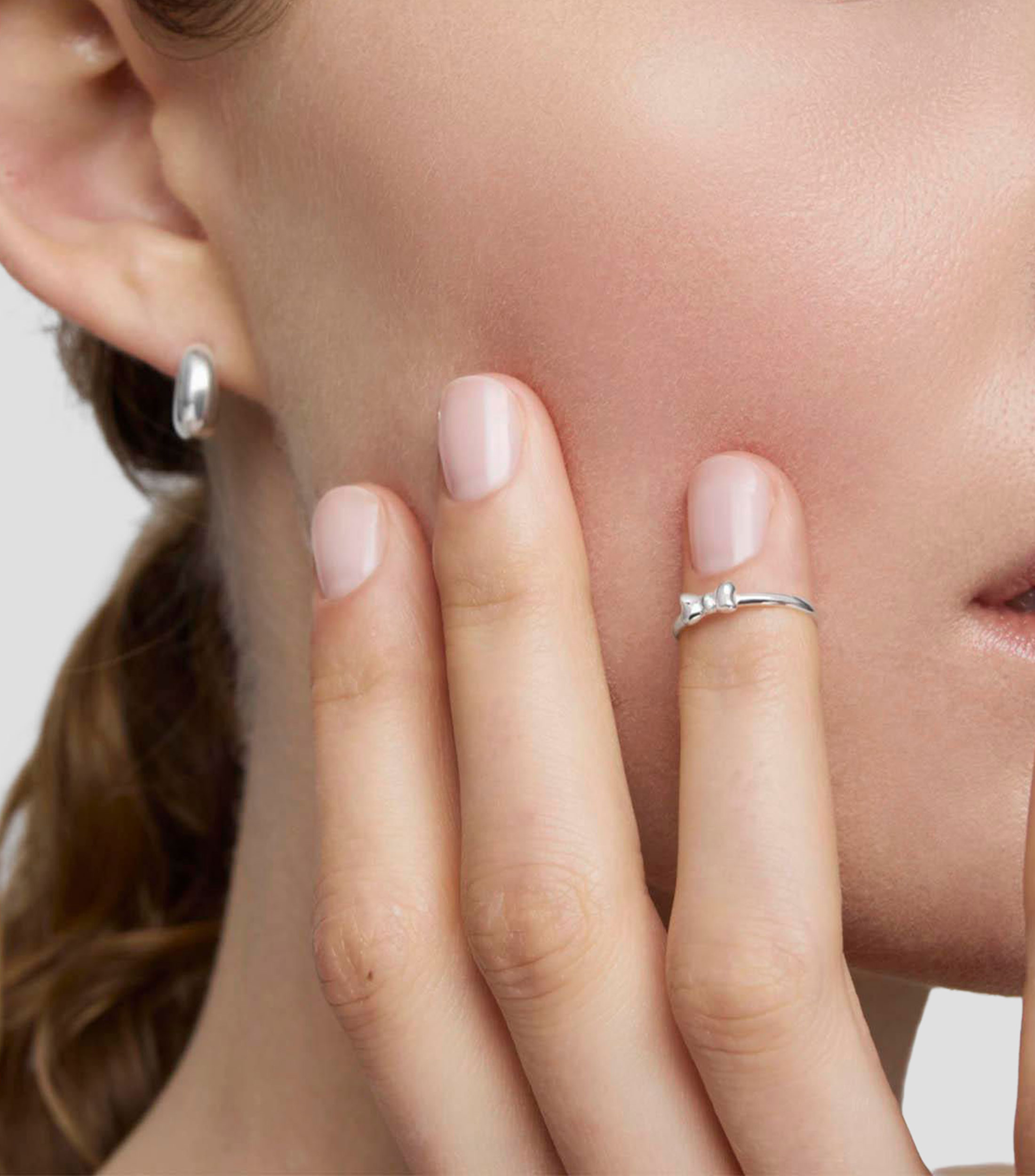 Anillo de uñas en plata de primera ley Moño Mujer