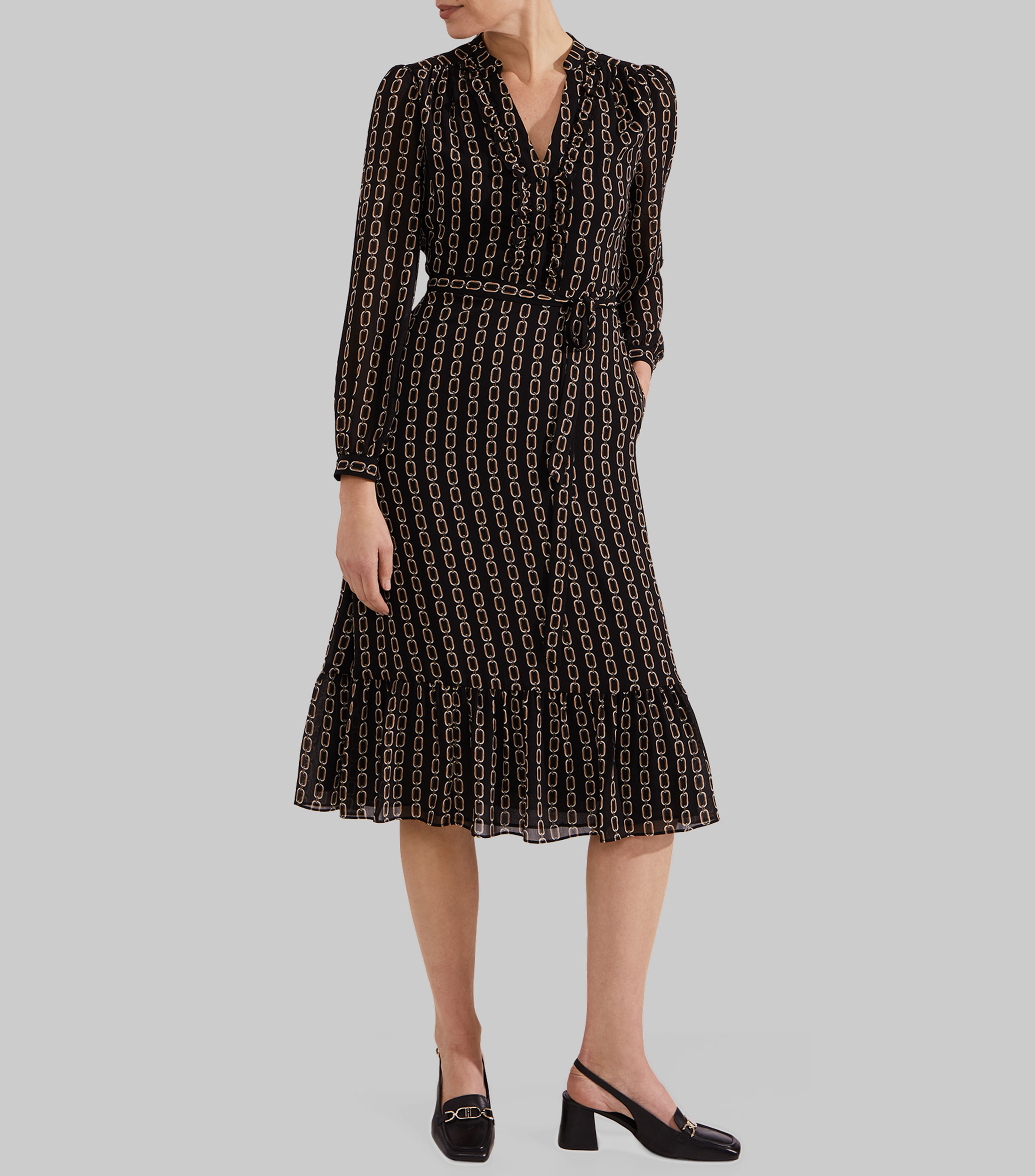Vestido midi manga 7,8 estampado Alexia Mujer
