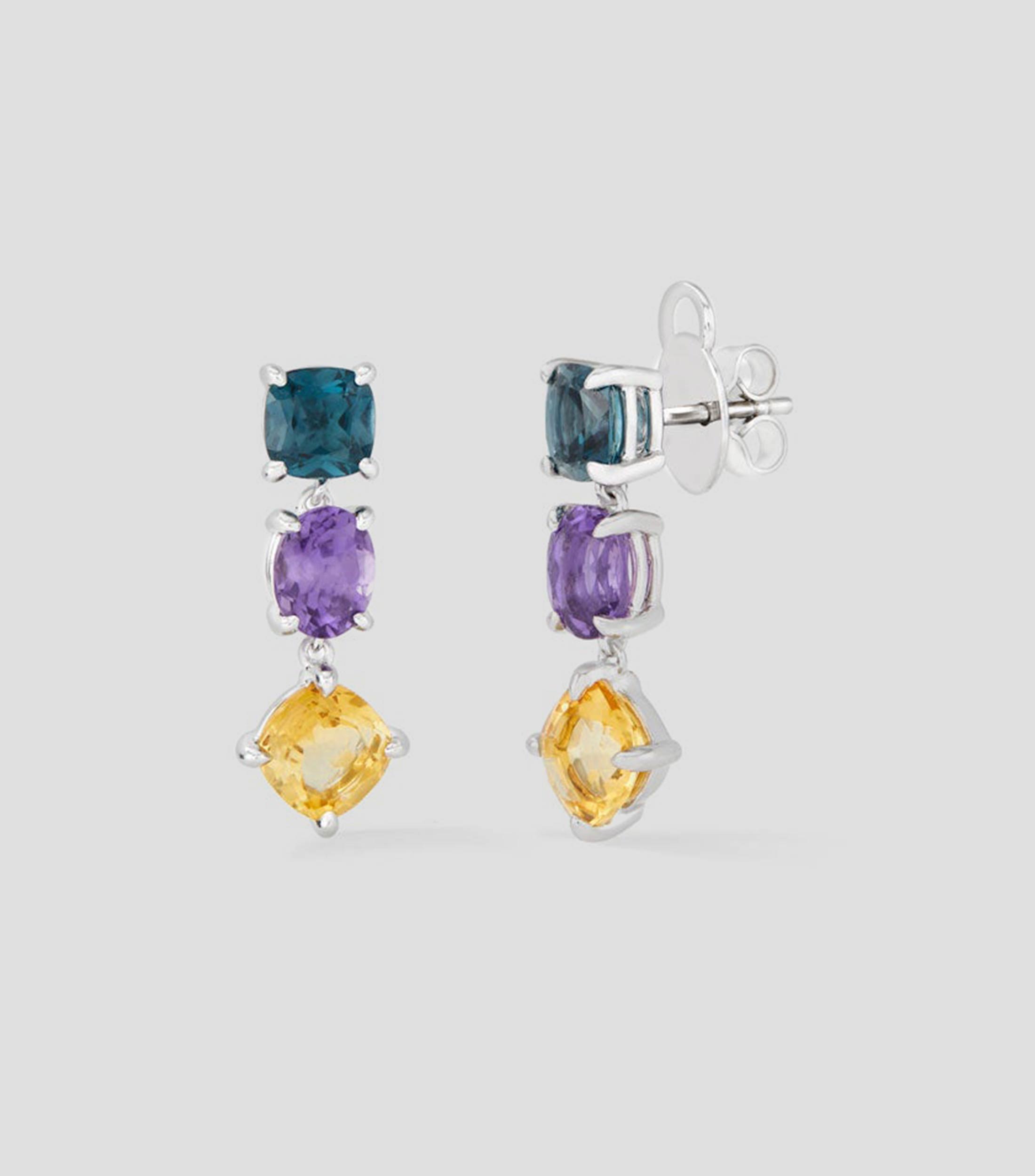 Pendientes en plata .925 con amatista Mujer