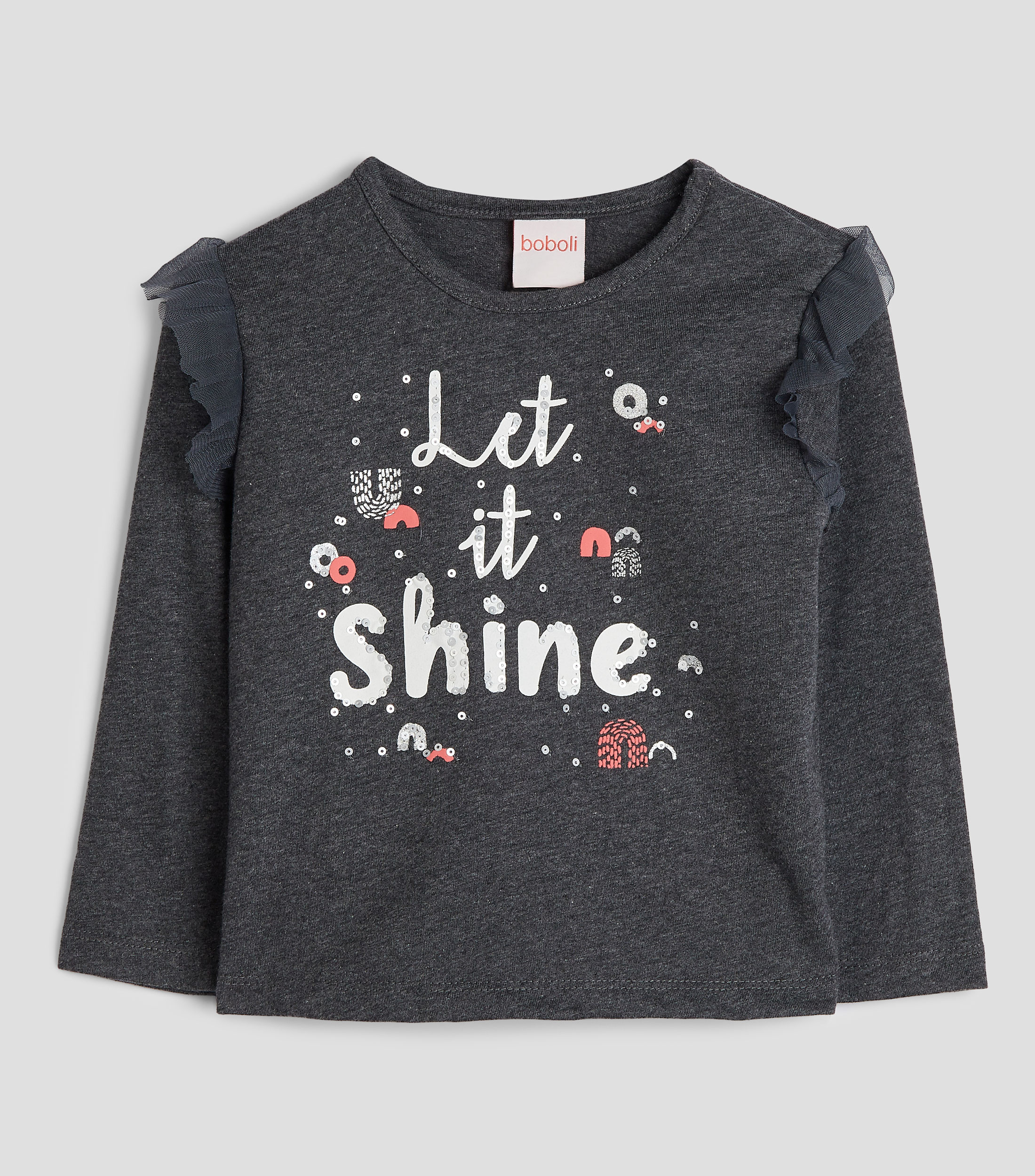 Playera estampada con holan de manga larga Bebe