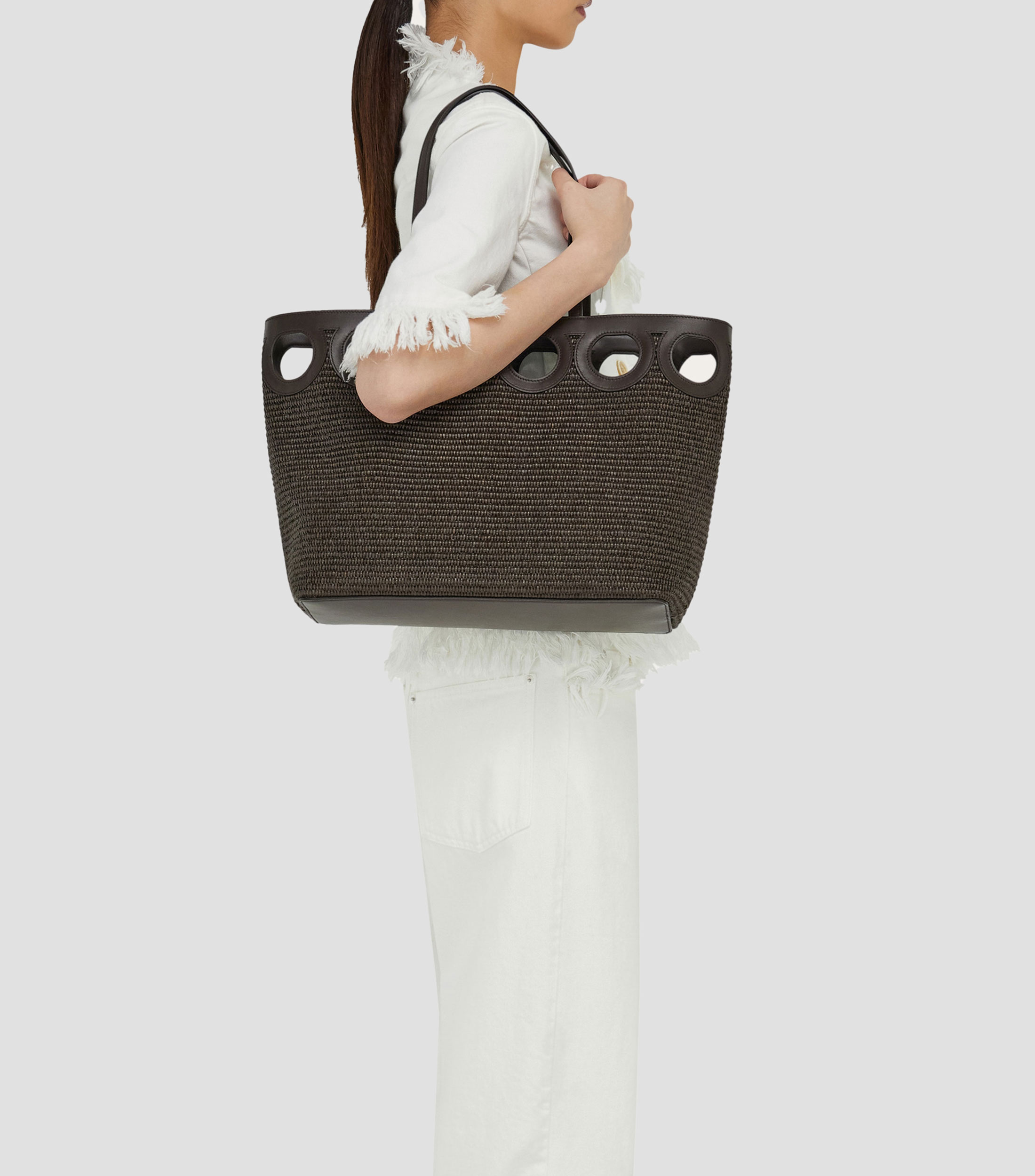 Bolsa tote con contorno Gancini