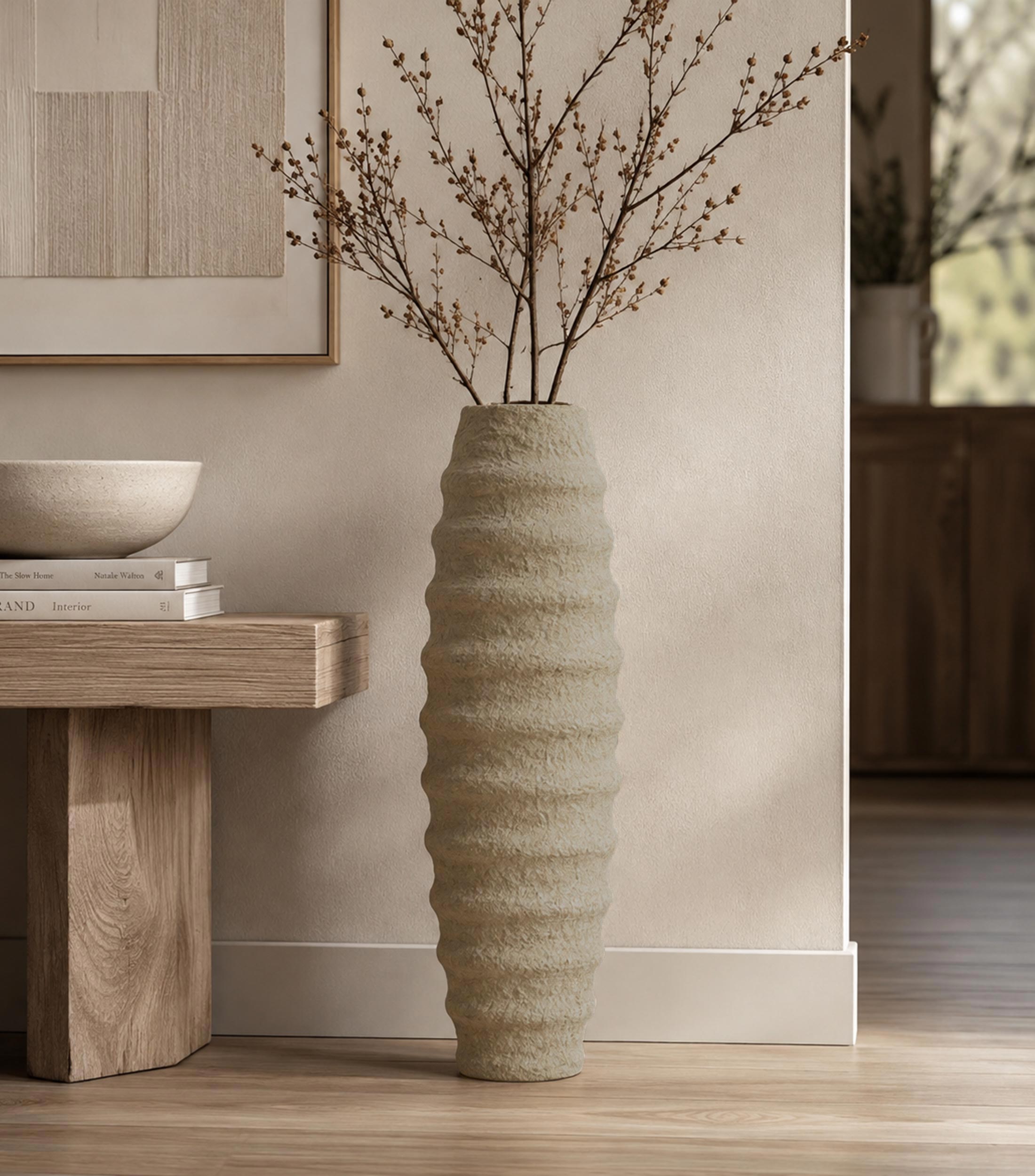 Florero Ribbed Papel Maché
