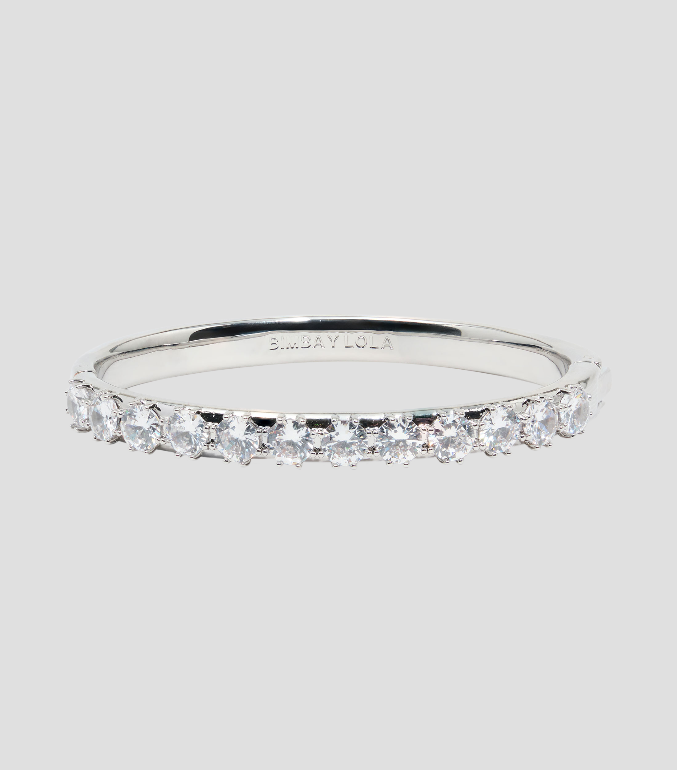 Pulsera rígida cristales plateada Pulsera en plata con cristales facetados Mujer