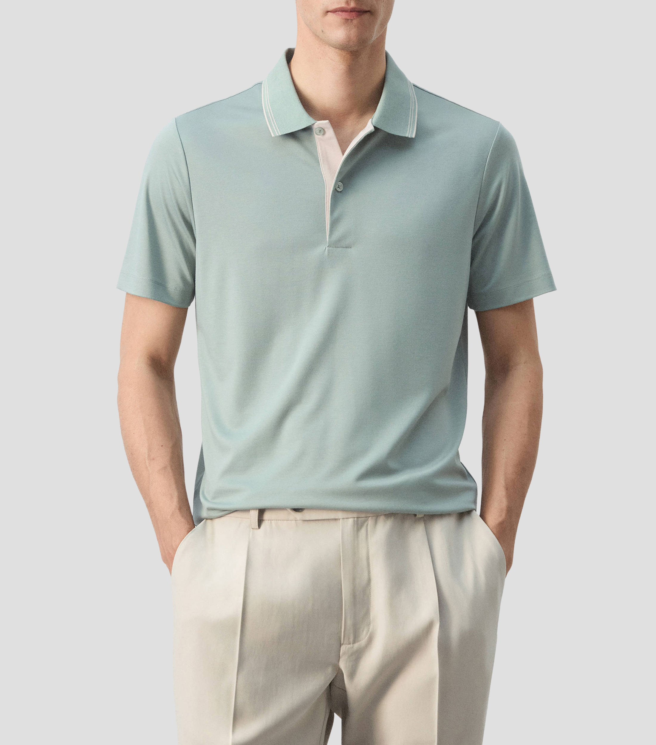Playera tipo polo manga corta lisa Hombre
