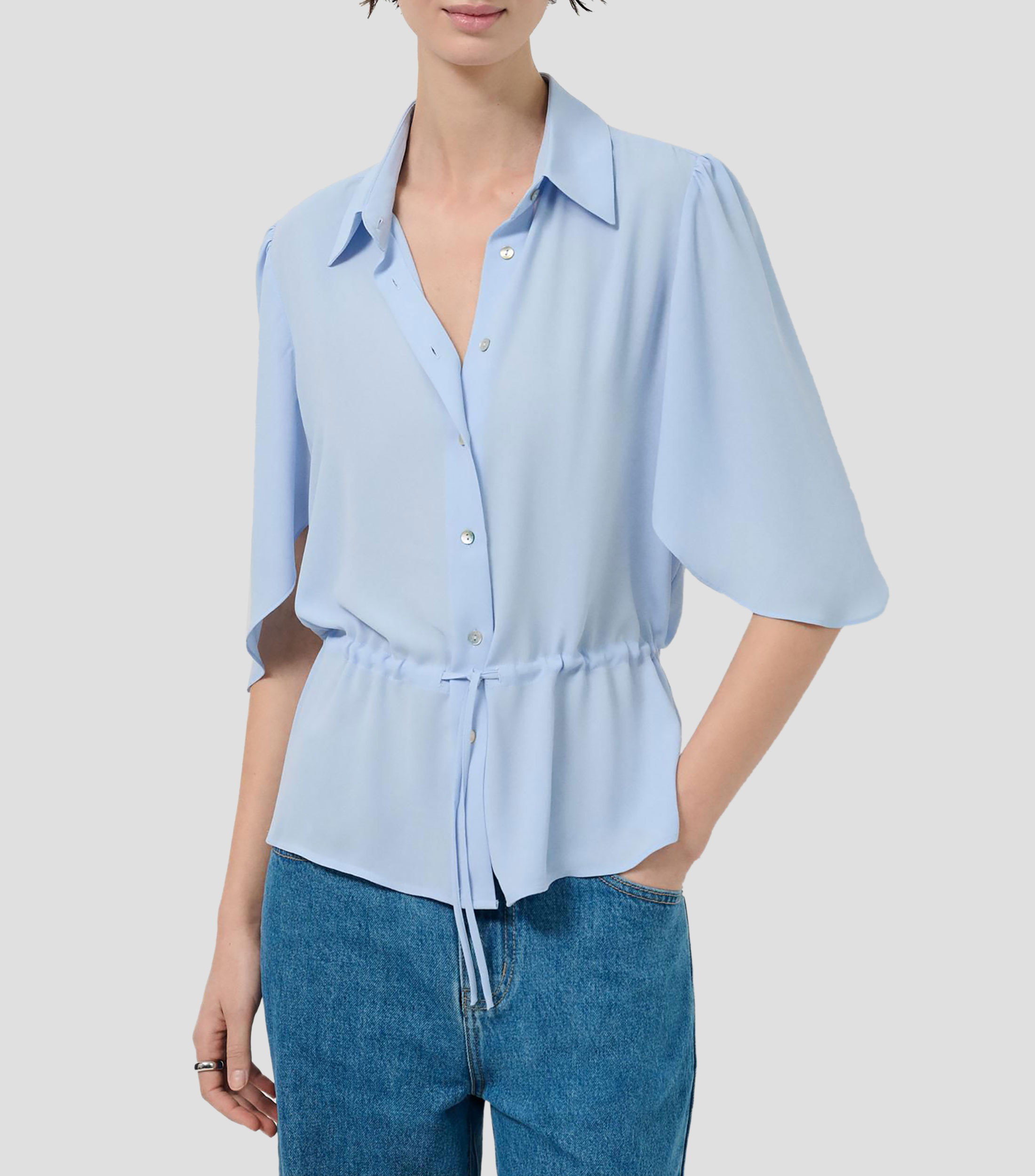 Blusa lisa manga corta Mujer