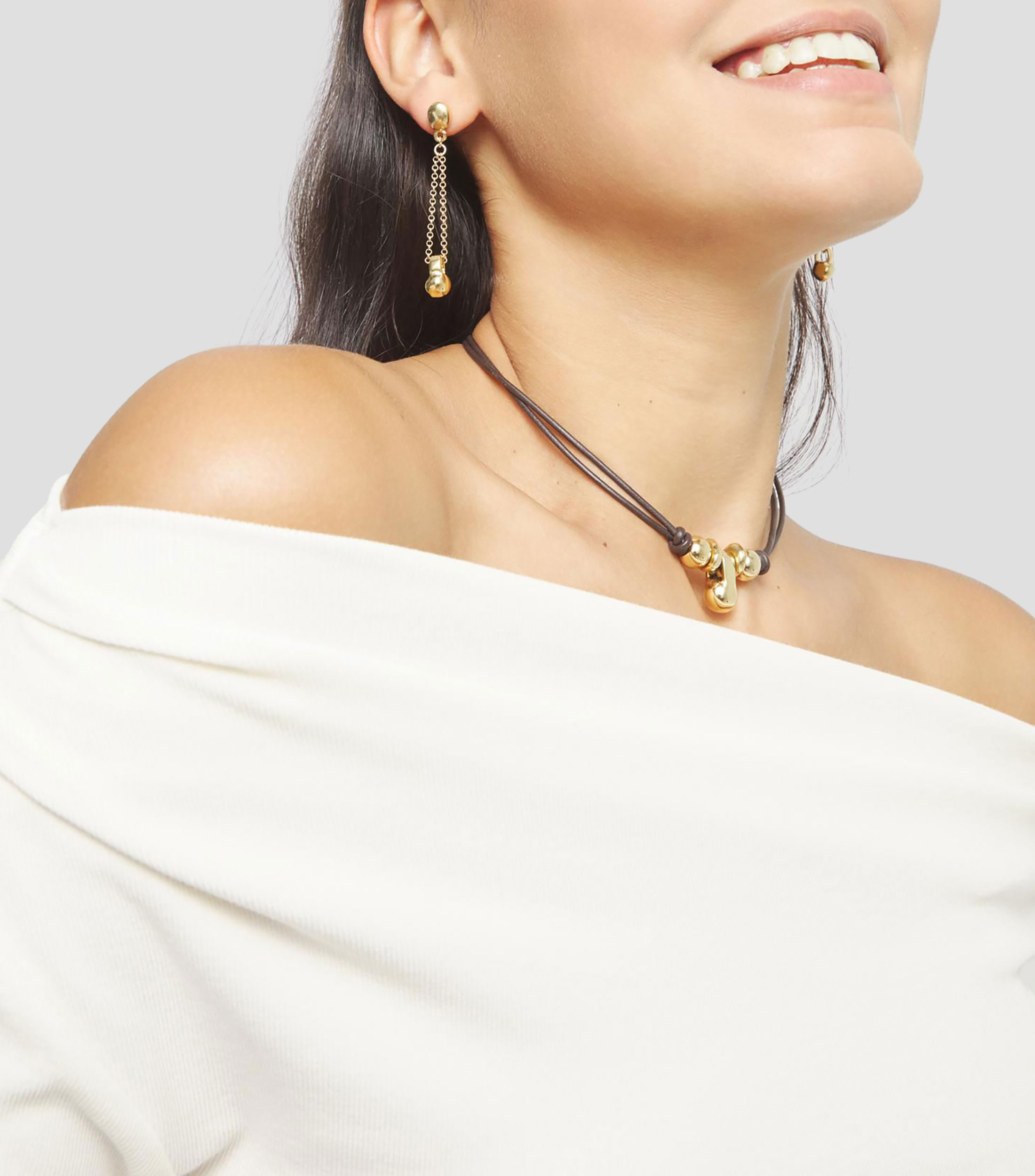 Pendientes con cadena y esfera Mujer
