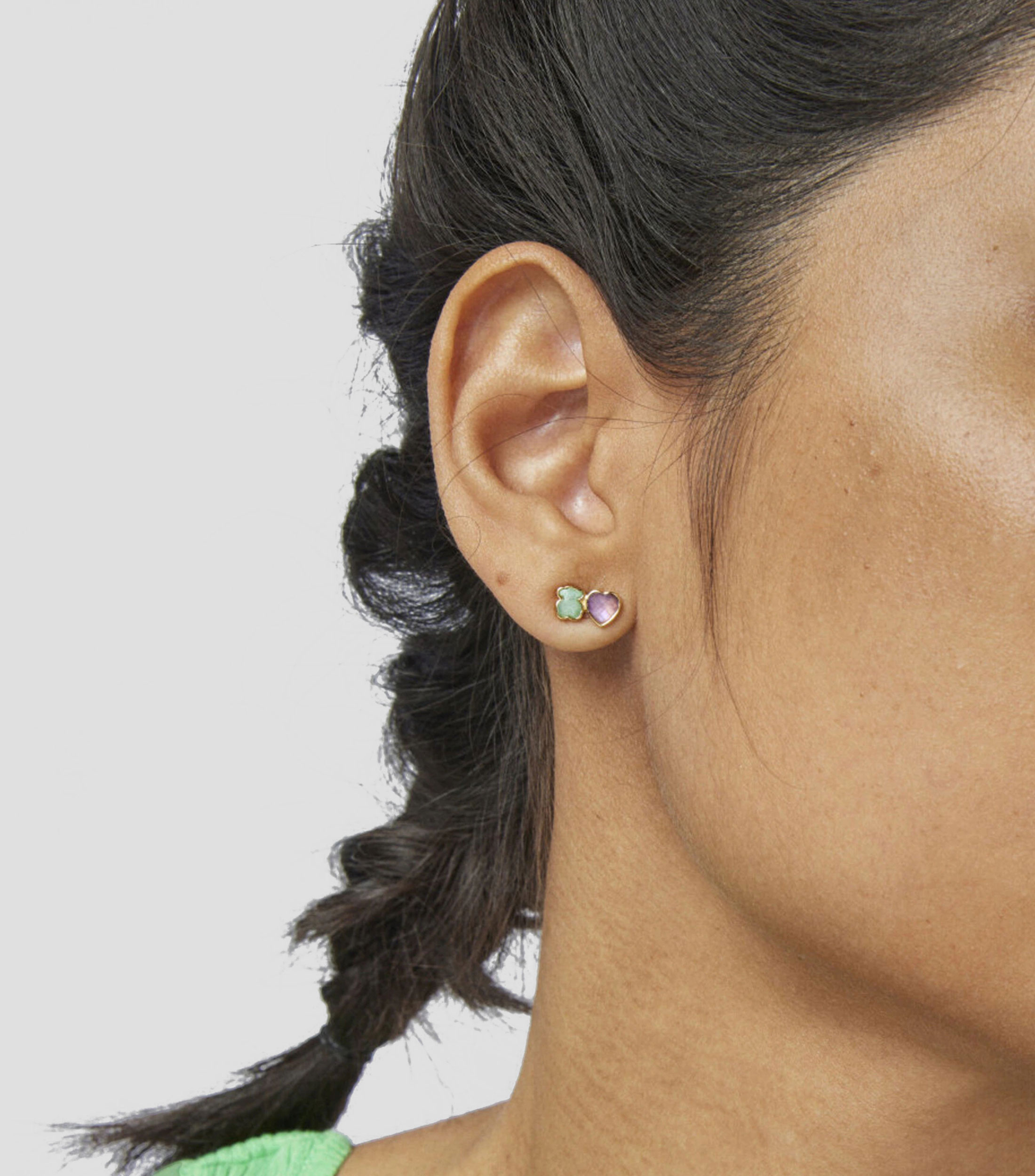 Aretes en pata vermeil con gemas Mujer