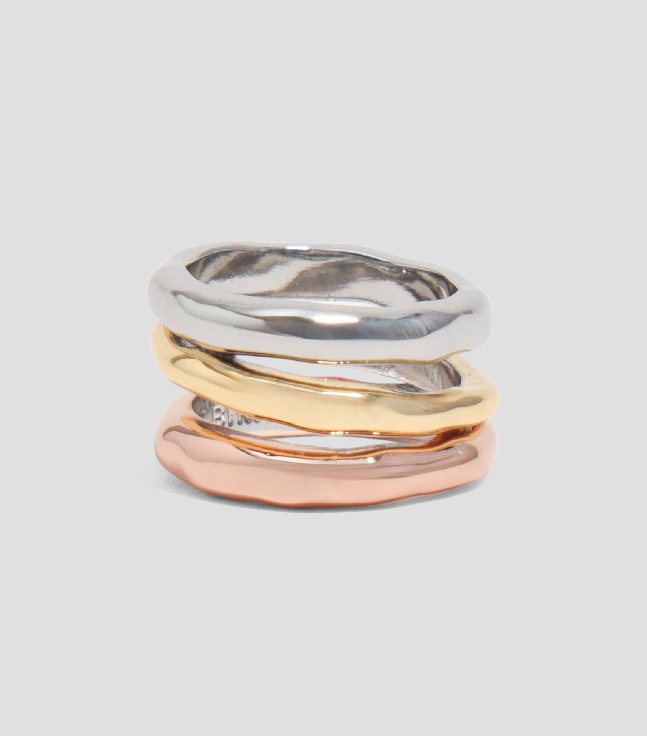 Anillo bandas tricolor con textura Mujer