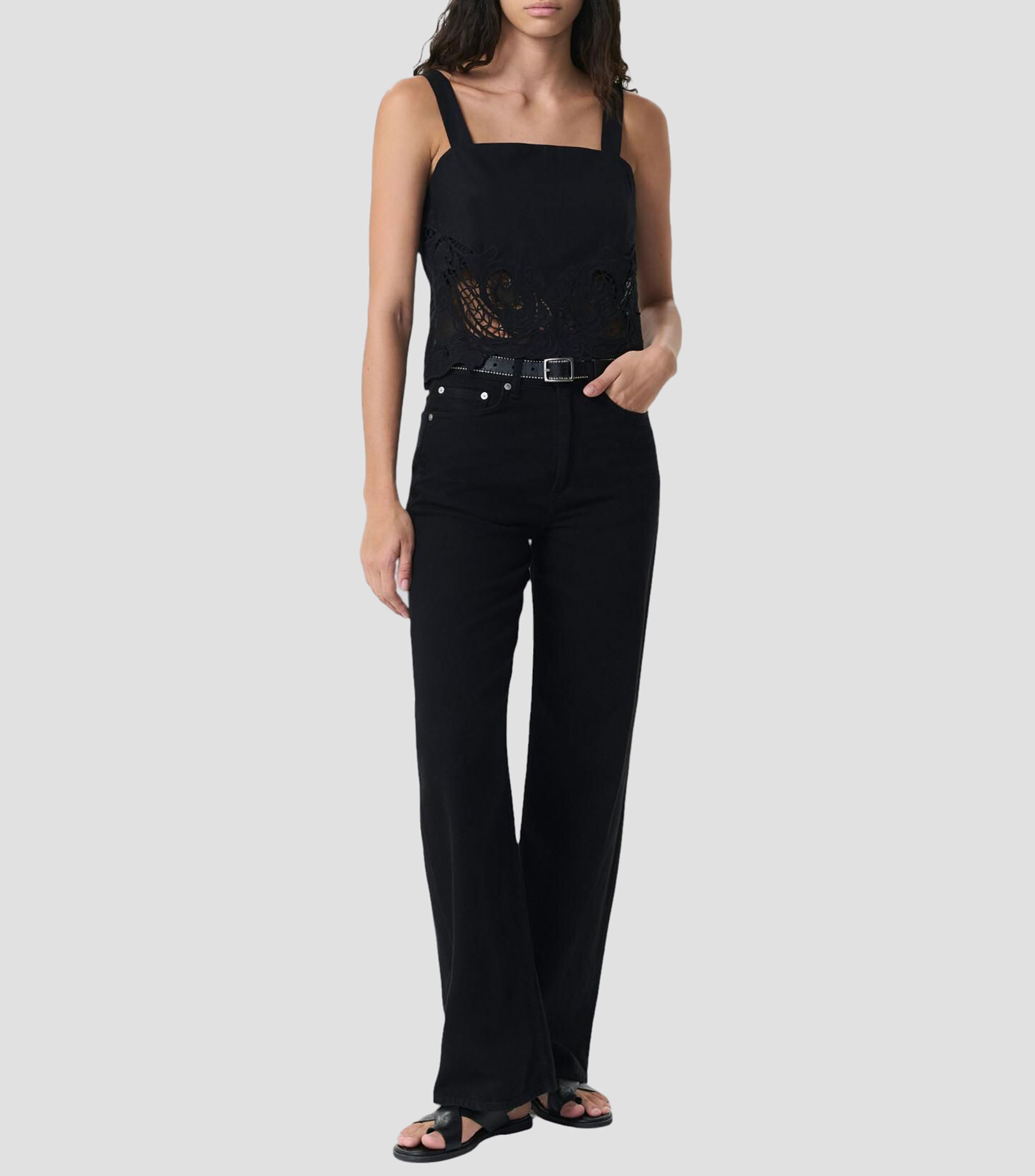 Blusa lisa sin mangas Mujer