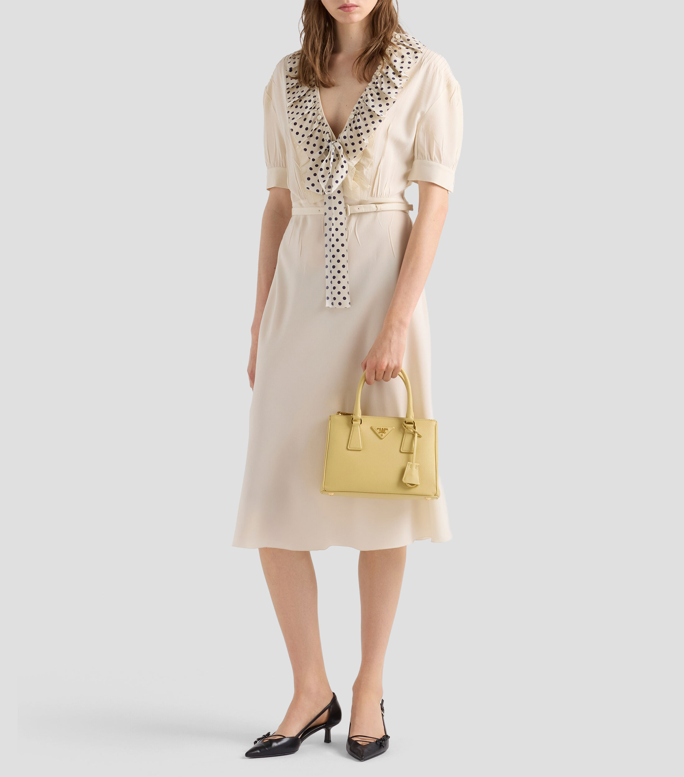 Bolsa Satchel Amarilla en Piel Galleria, Mujer