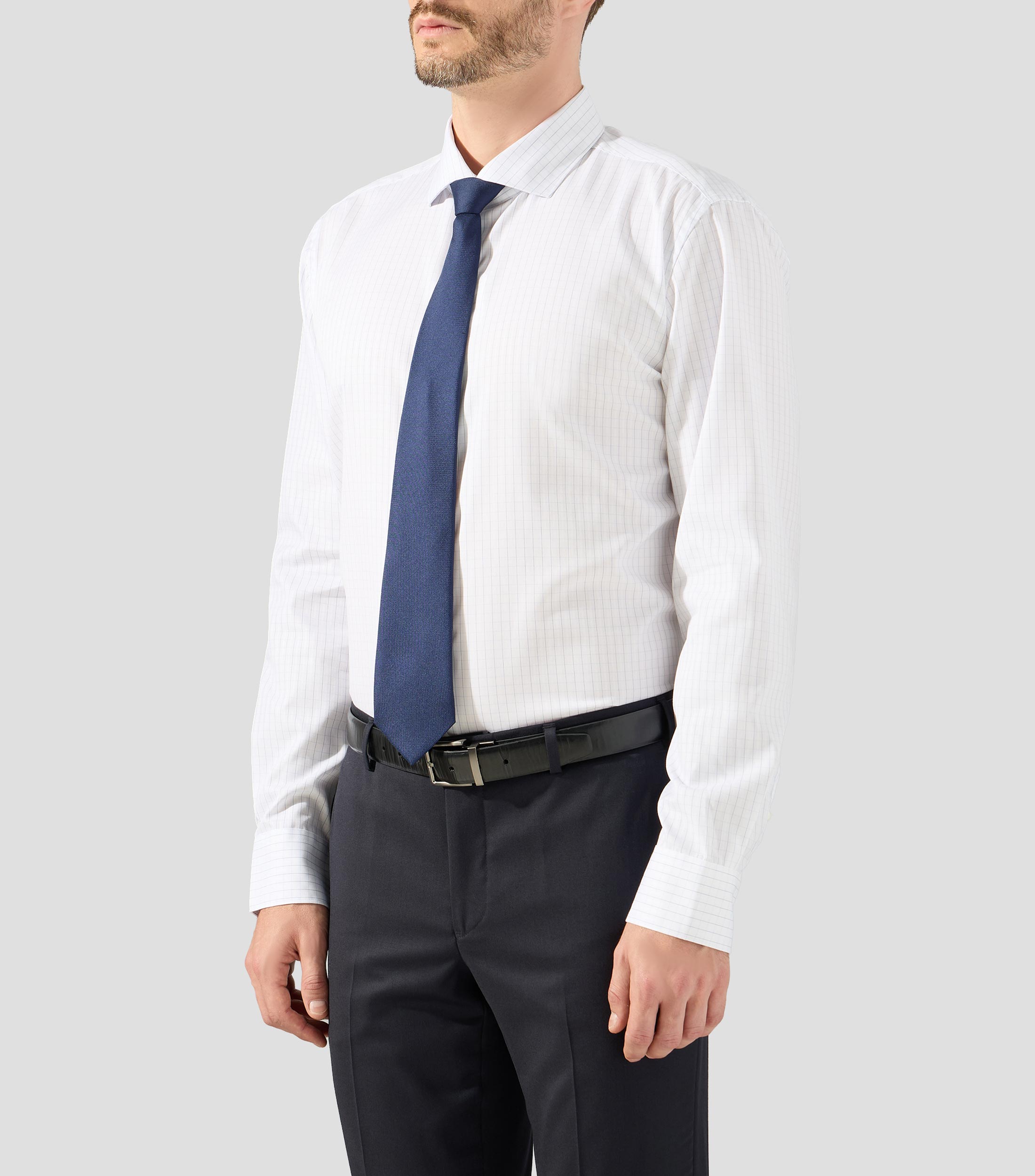 Camisa de vestir con cuadros y manga larga Hombre