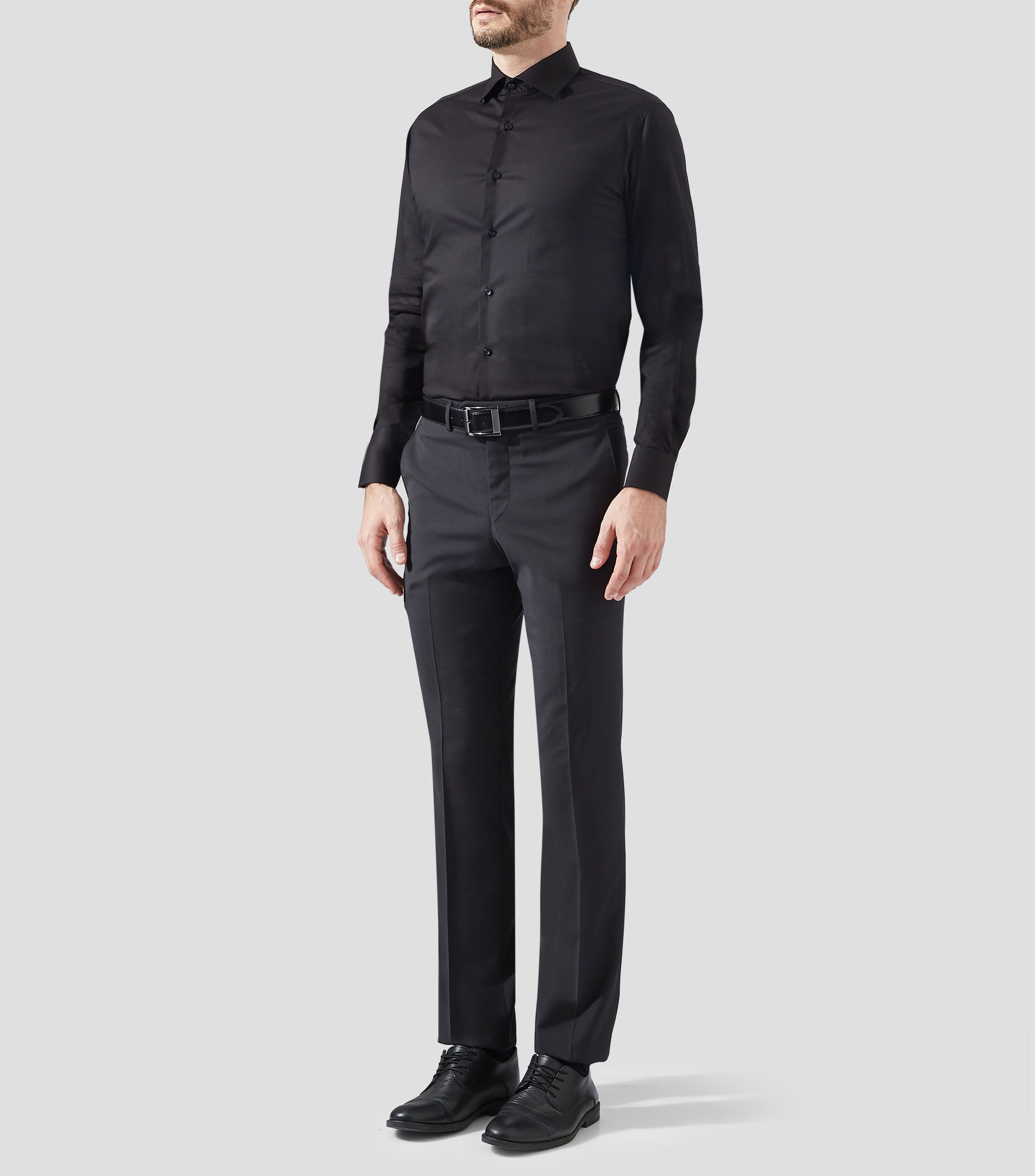 Camisa liso manga larga Hombre