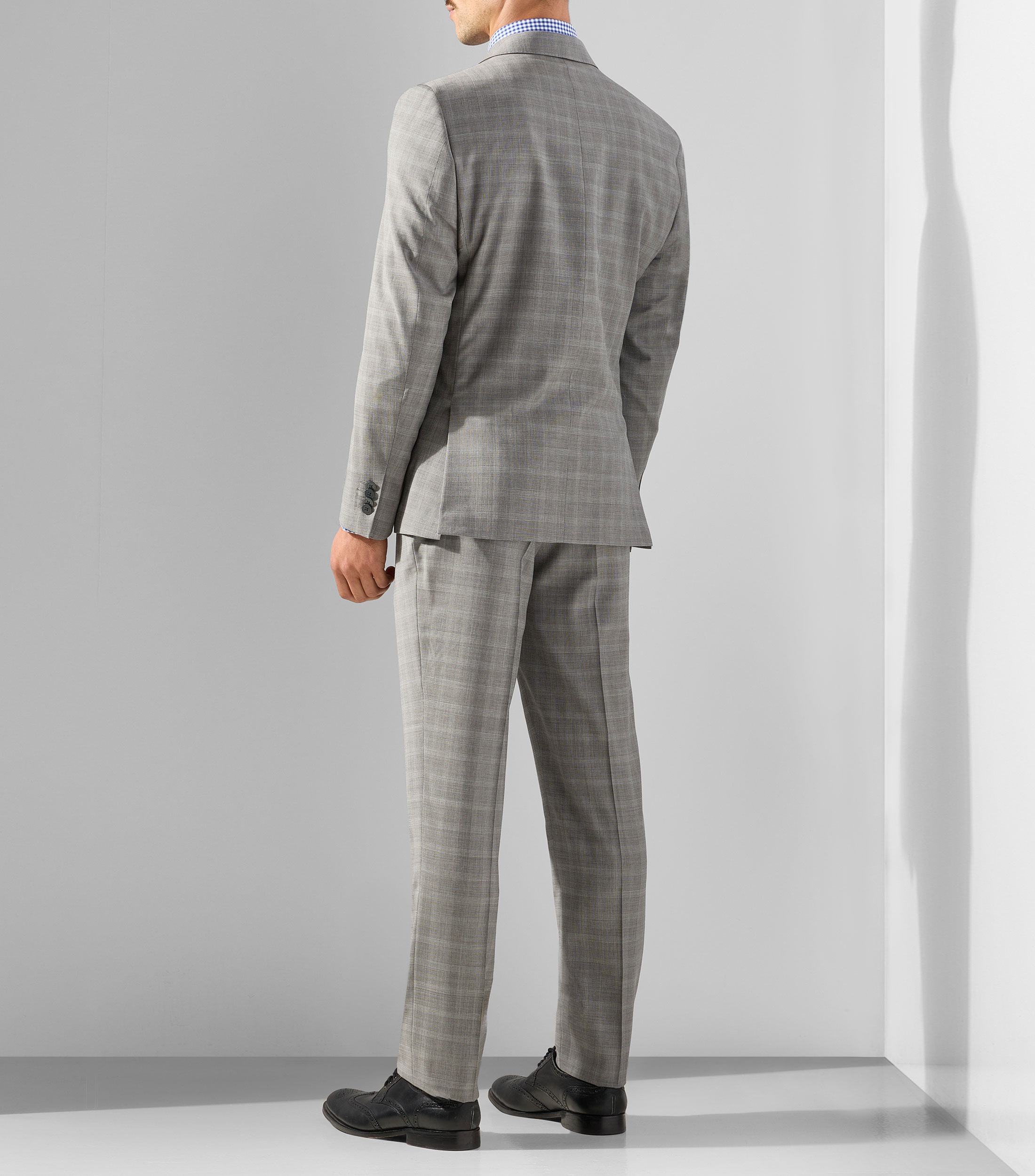 Traje de lana de corte slim con microdiseños Hombre