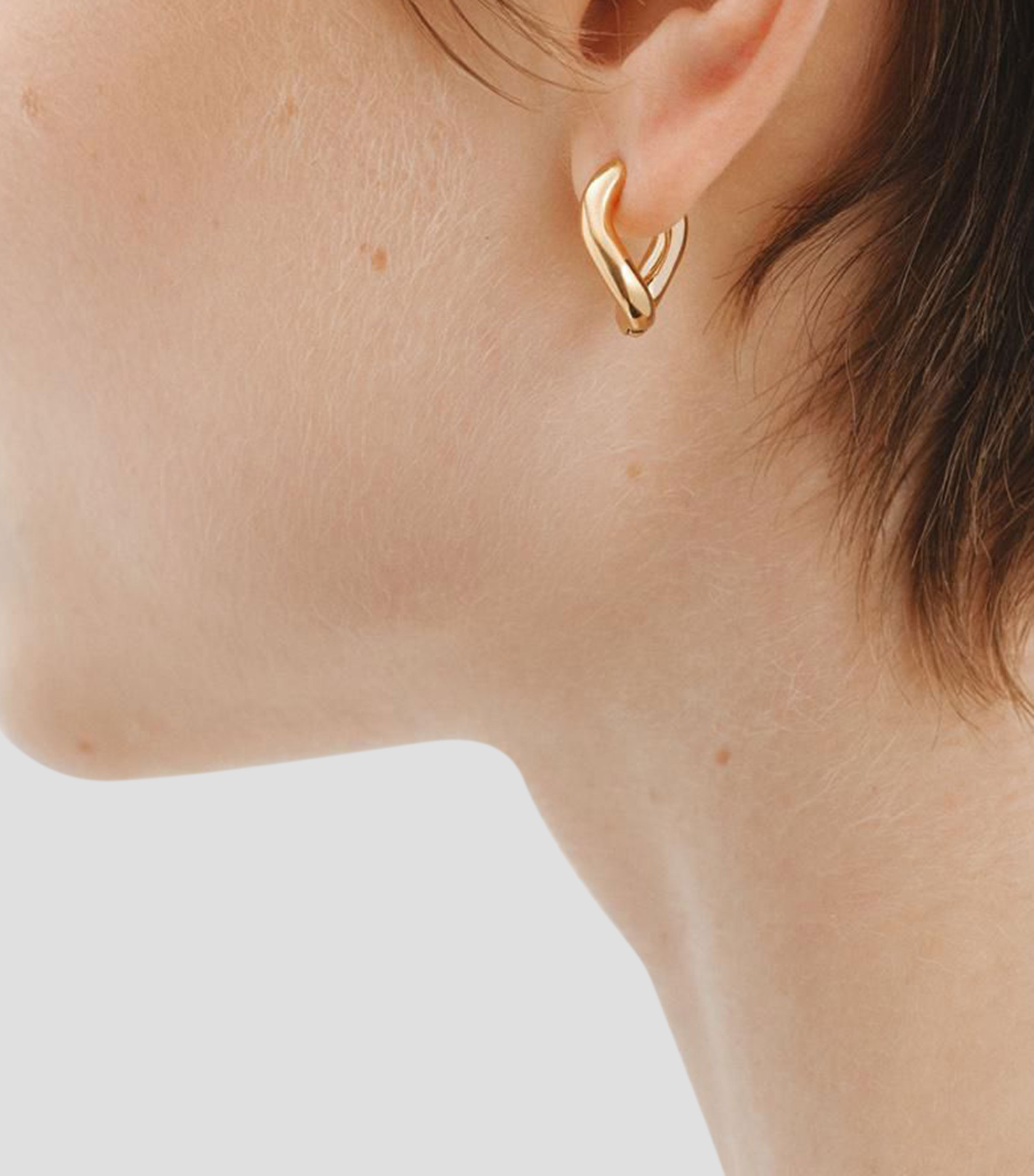 Pendientes en plata .925 de aro mediano grueso de forma ondulada Hooped Earrings Mujer
