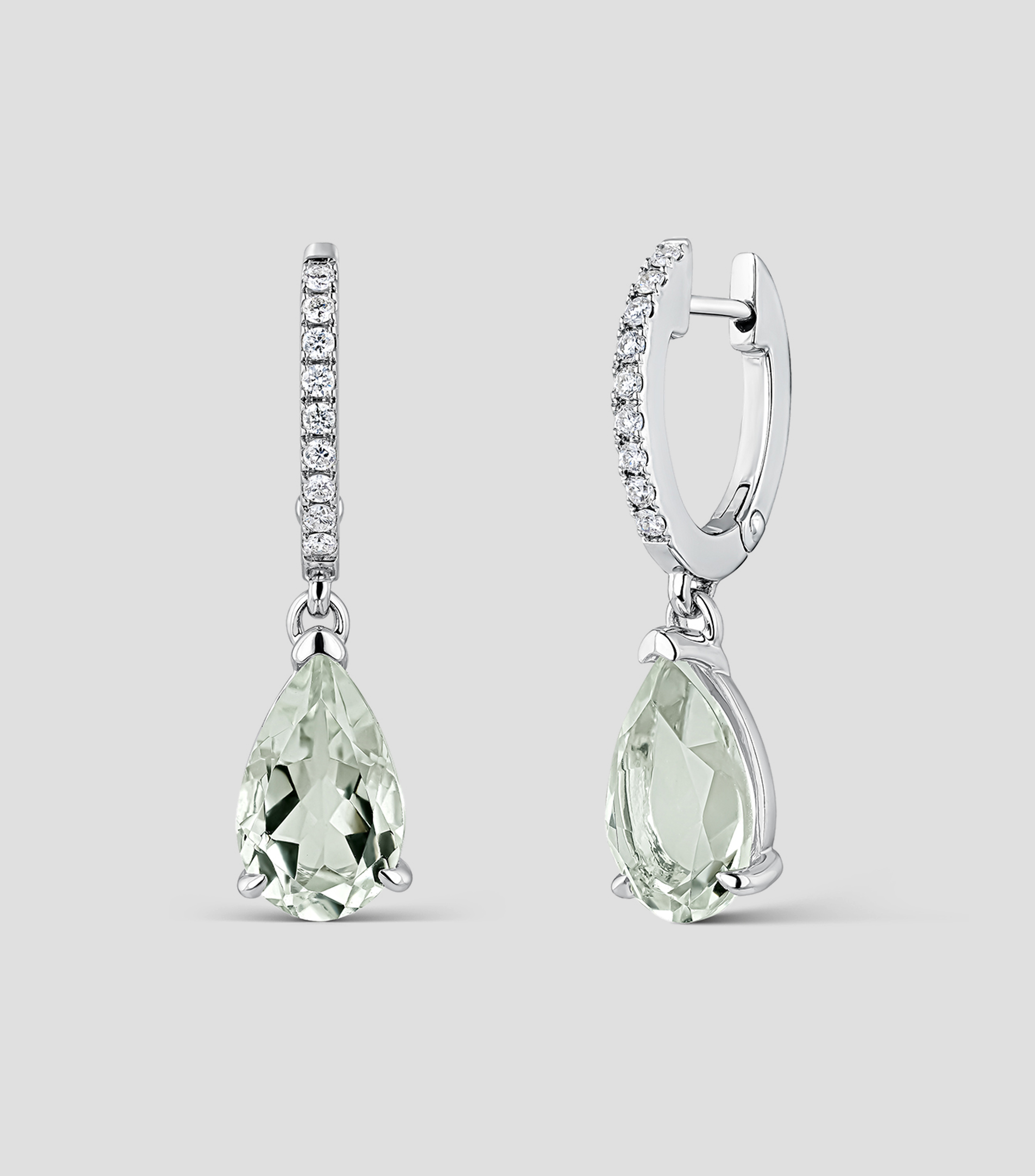 Pendientes en oro blanco de 18 kilates con diamantes y amatista Mujer