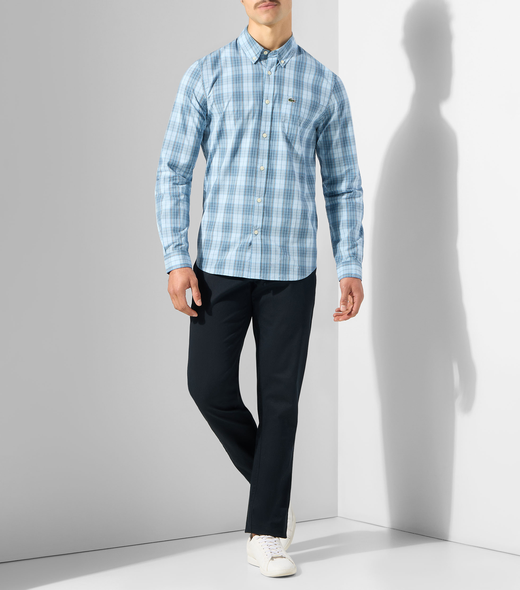 Camisa de cuadros manga larga Hombre