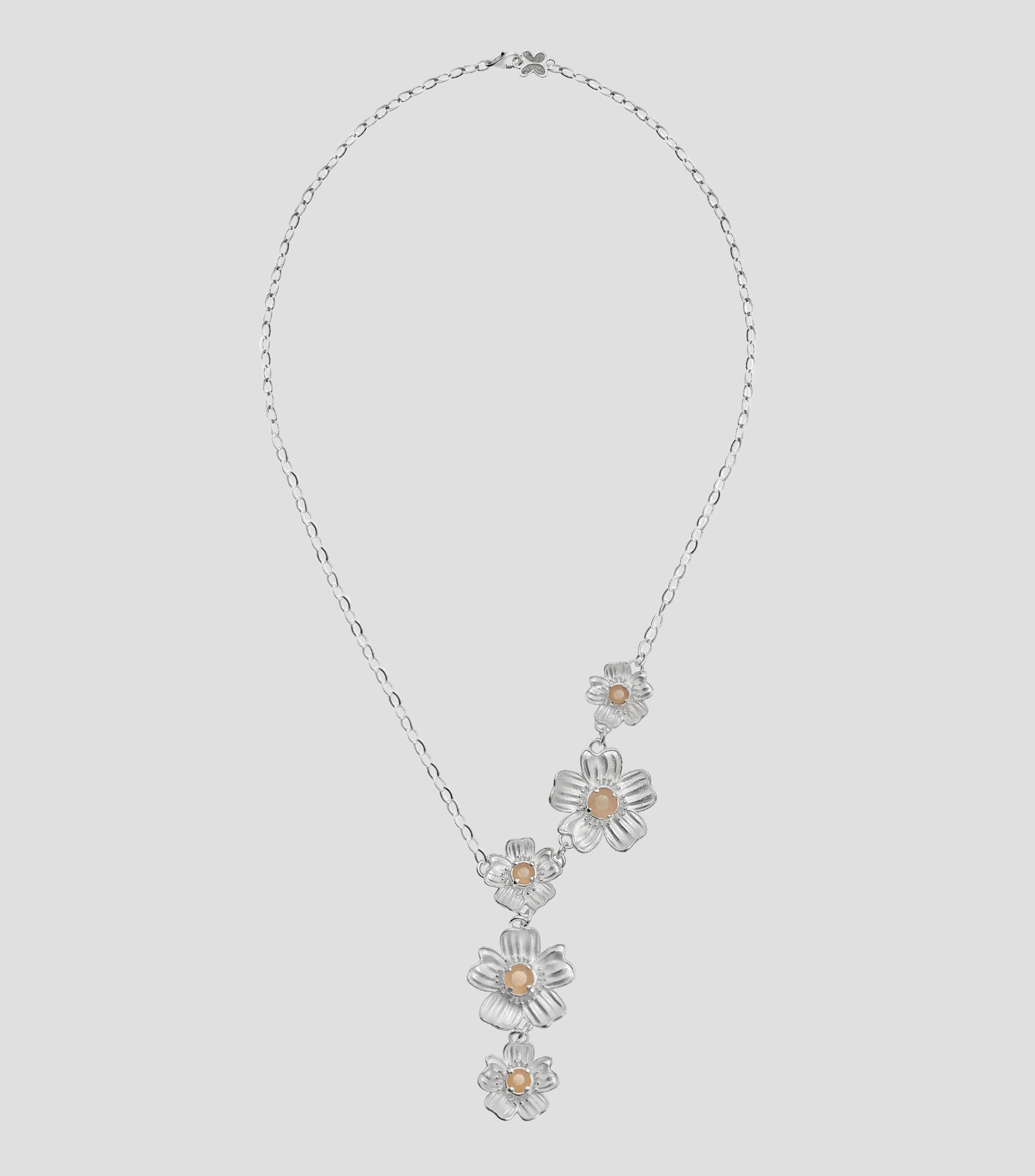Collar en plata .925 con flores y cristal Mujer