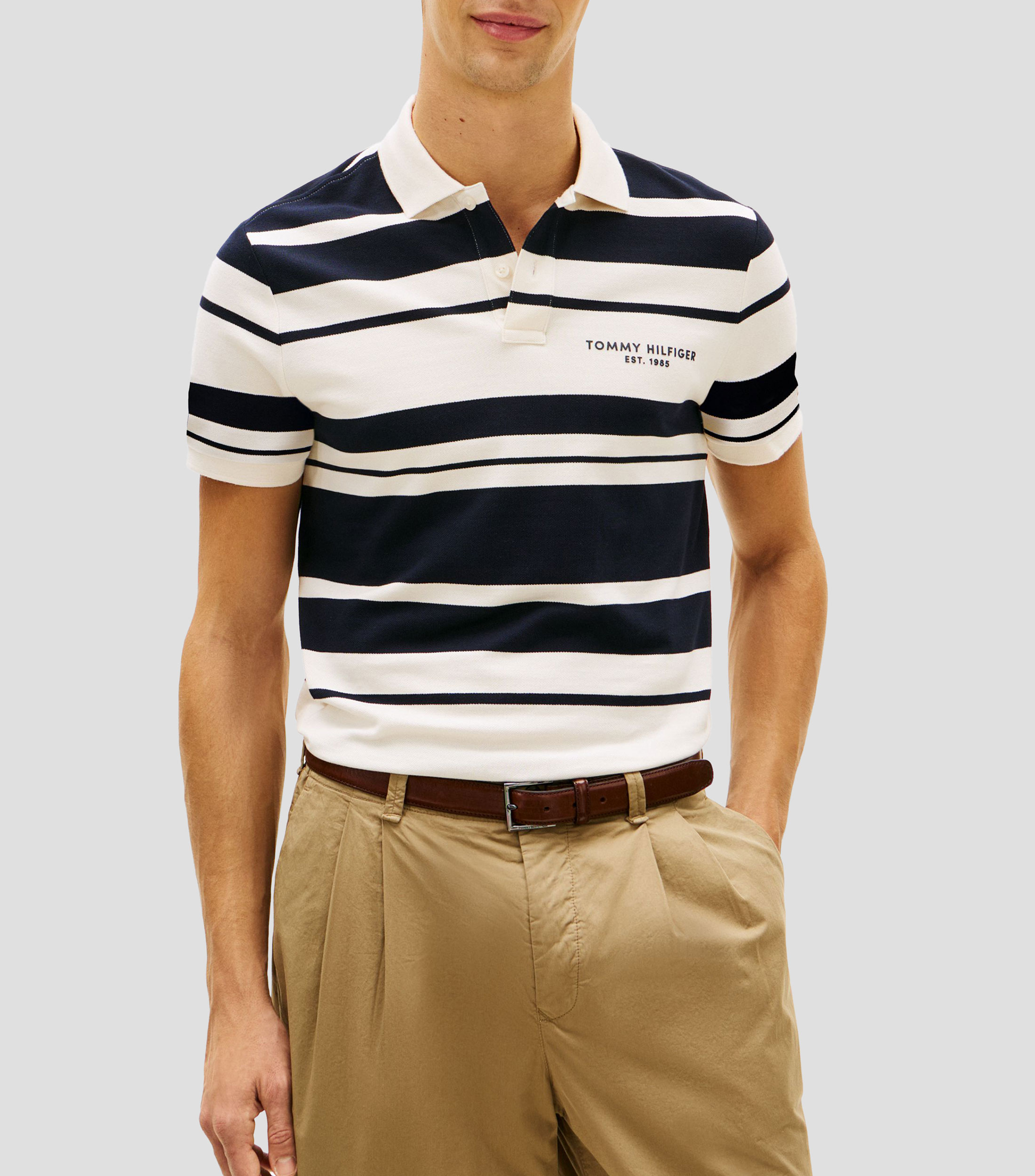 Playera tipo polo manga corta rayas Hombre