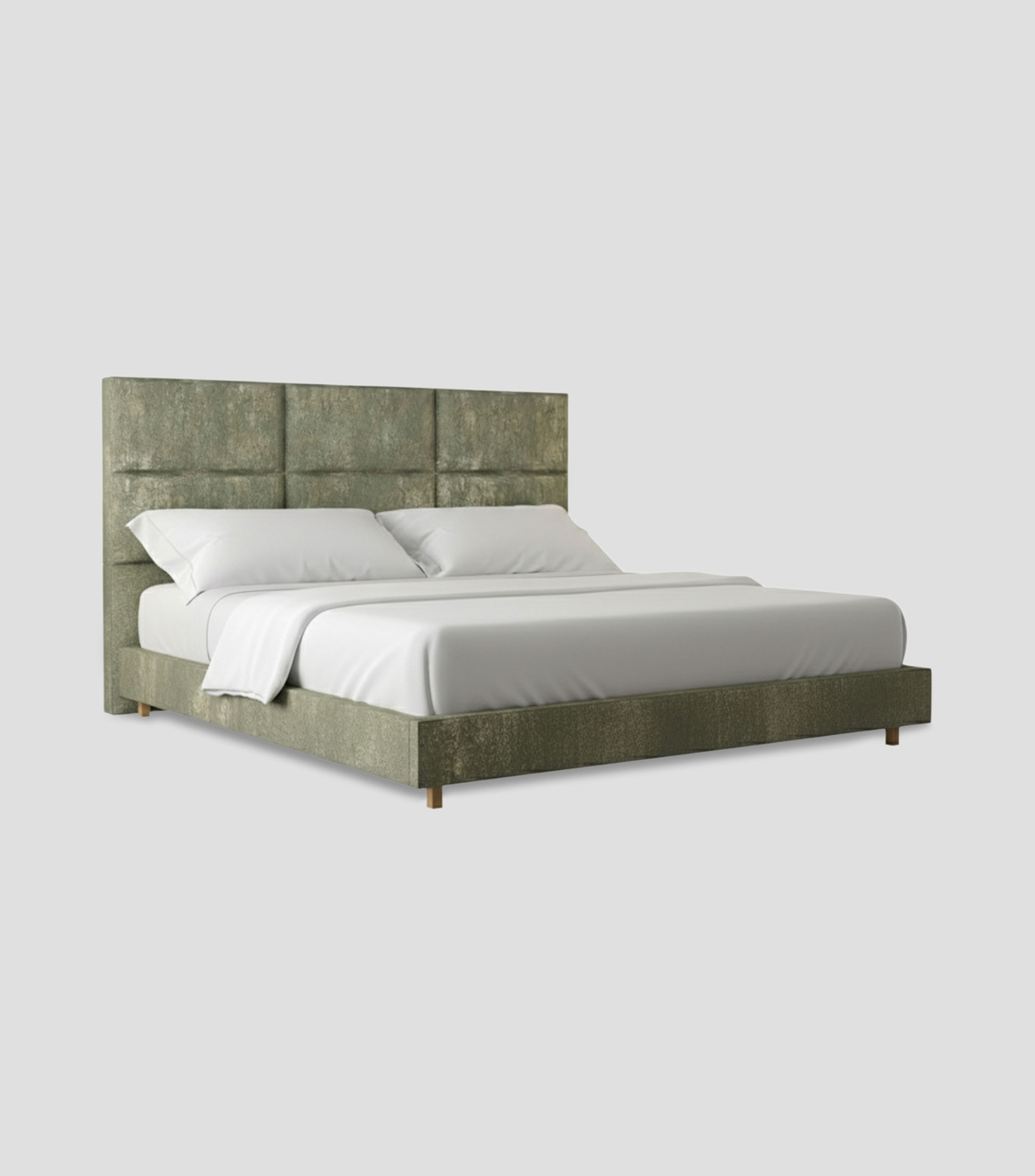 Cama King Size Media Oxide Suede Verde en tela